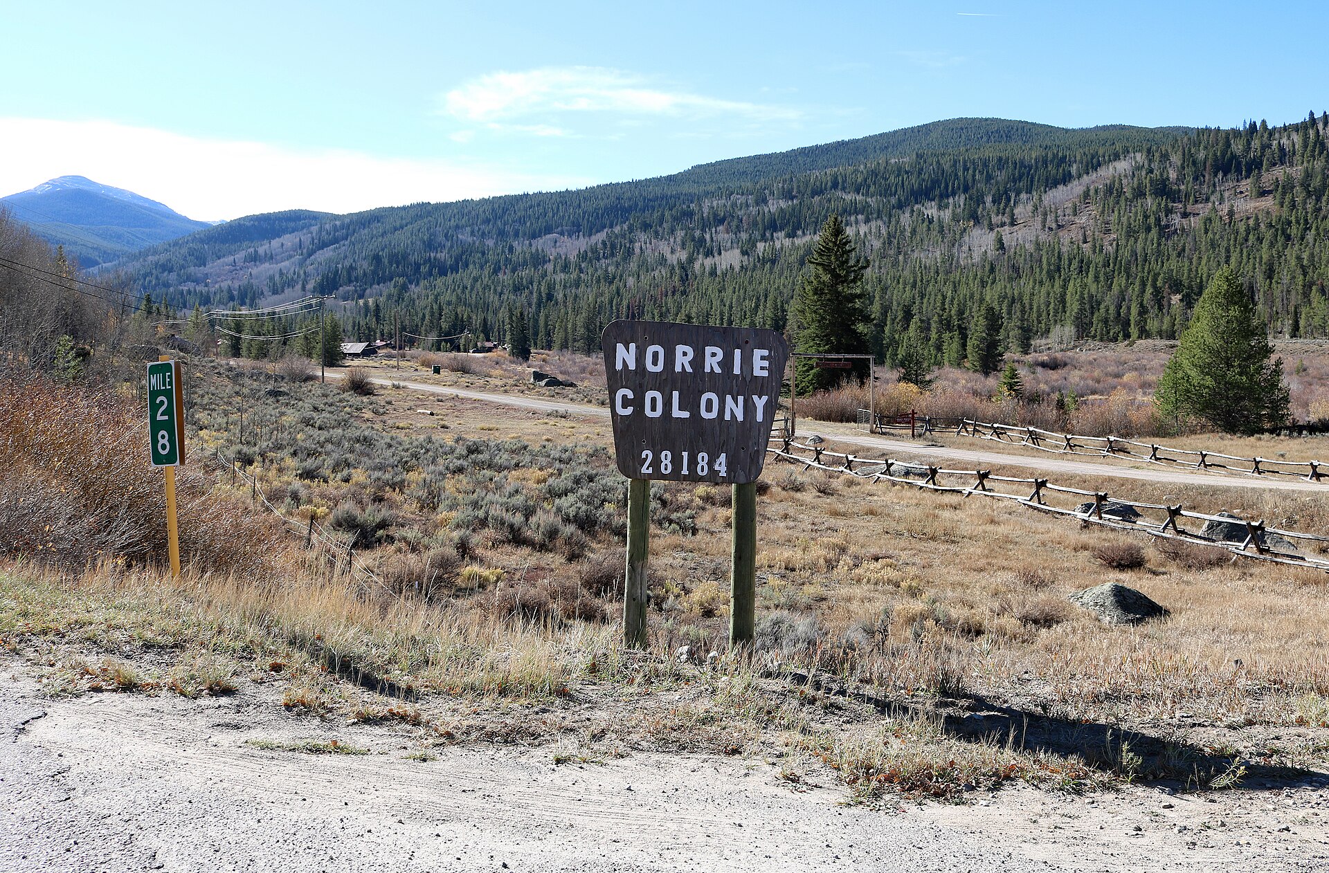 Norrie, Colorado, a census-designated place in Pitkin County. It's located along Frying Pan Road and along the Fryingpan River. It's also called Norrie Colony.