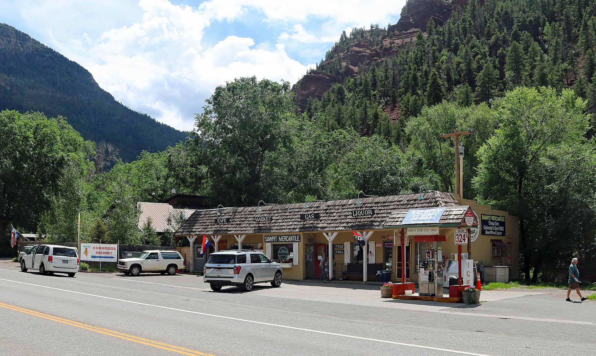 Sawpit Mercantile, a general store, located at 20643 Highway 145 (at mile marker 80) in Sawpit, Colorado 81430.