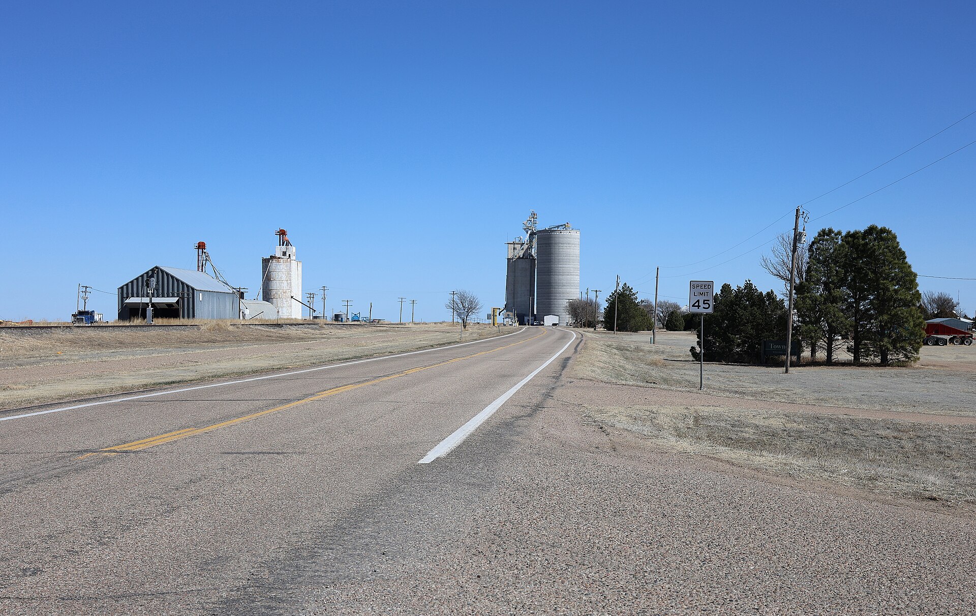 Entering Towner, Colorado from the west on Colorado State Highway 96.
