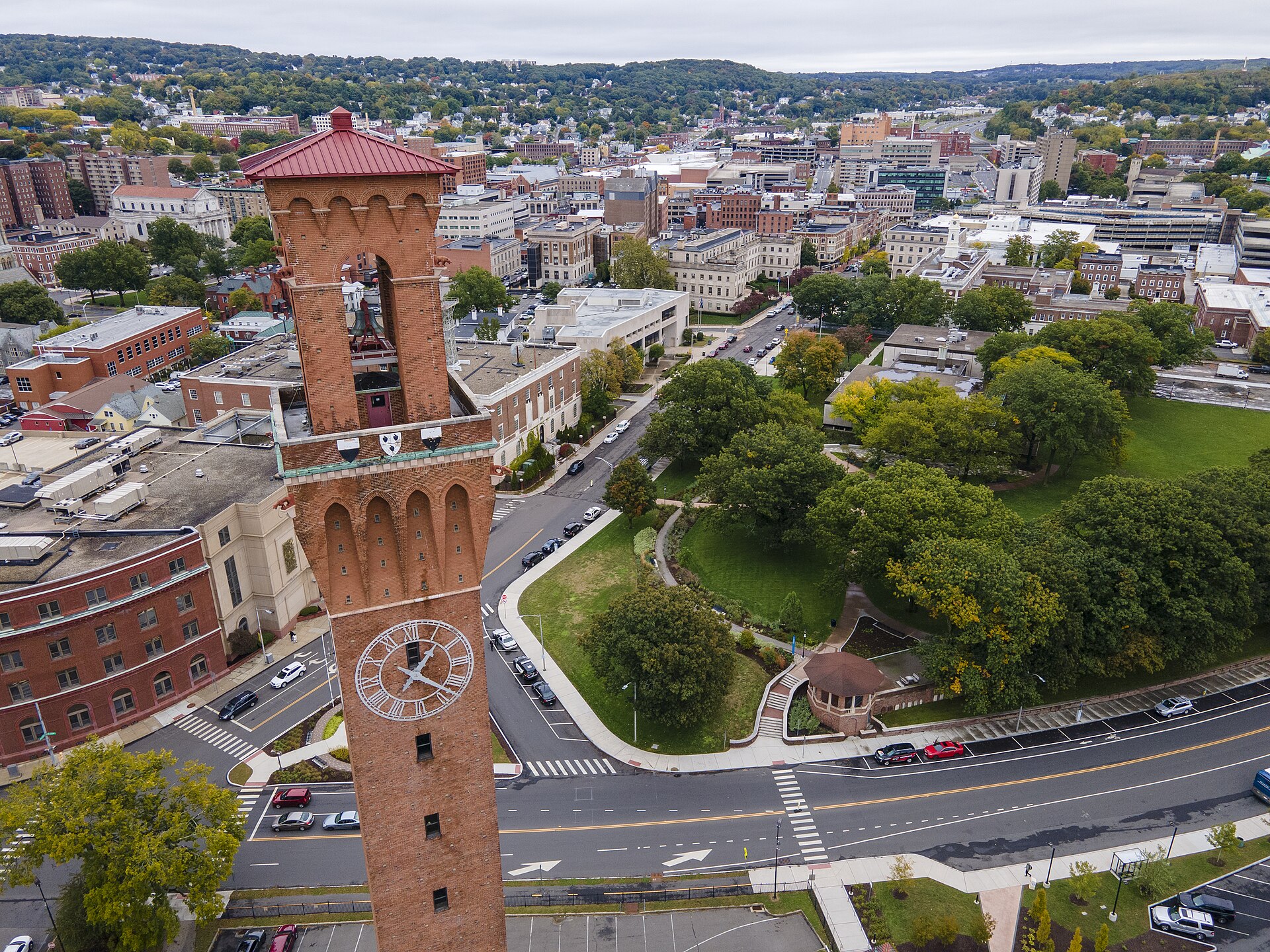 The Waterbury Union Station building clock tower is in Waterbury, Connecticut, on Wednesday, October 5, 2022. (Photo by Ted Shaffrey) — Naugatuck Valley Planning Region, Connecticut