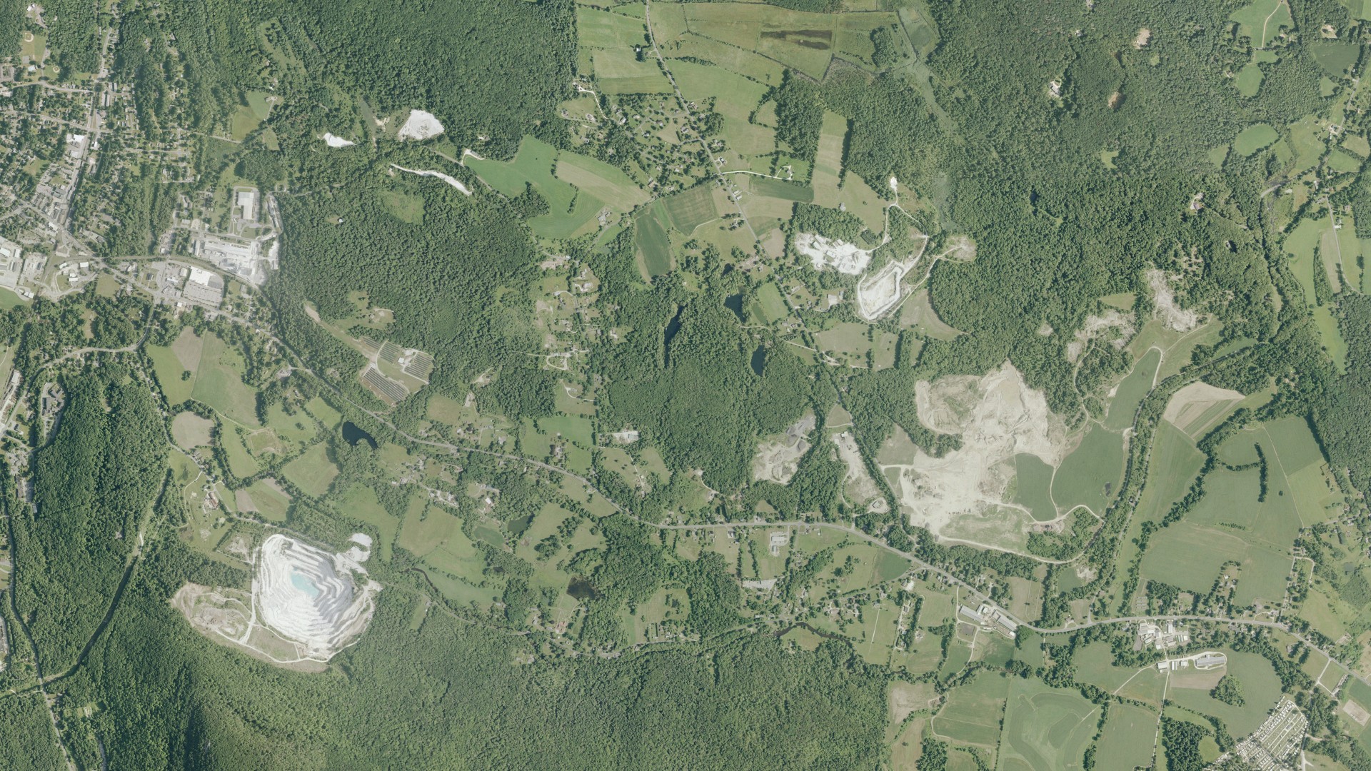 Aerial view of land around North Canaan, Connecticut