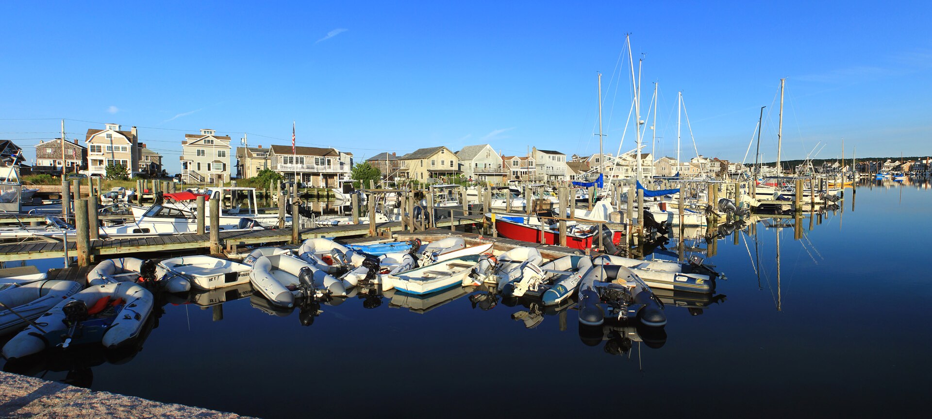 Panorama of the Groton Long Point Yacht Club, Outer Lagoon — Connecticut