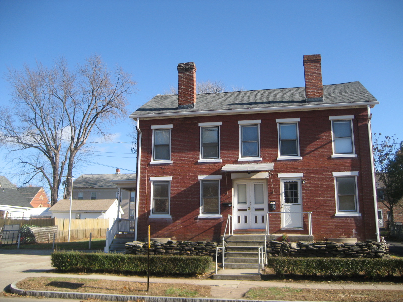 Brick houses in Thompsonville, Connecticut.
