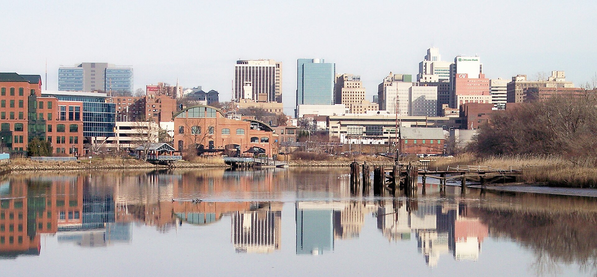 Skyline of downtown Wilmington, Delaware and the Christina River in December 2006