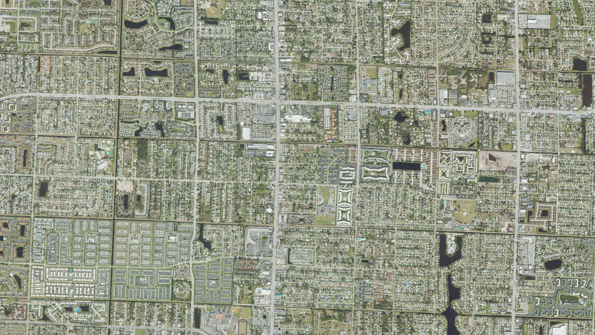 Natural-color aerial photograph of land around Acacia Villas, Florida