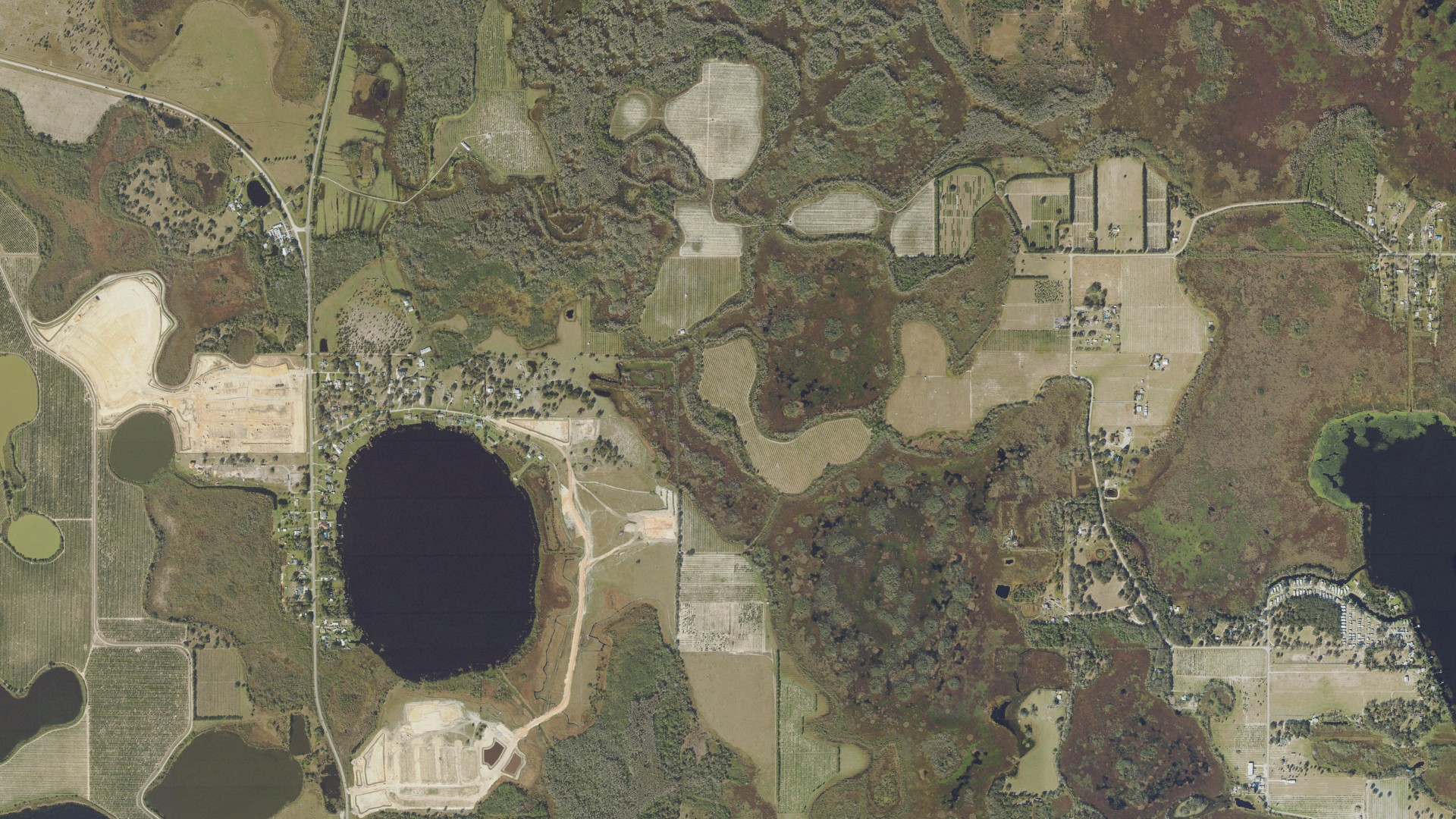 Natural-color aerial photograph of land around Lake Alfred, Florida