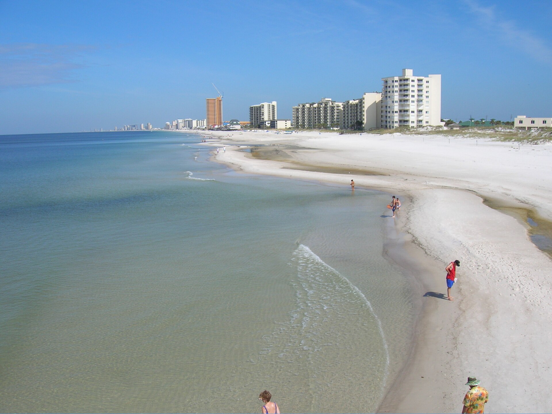 This is a clear west facing view of Panama City Beach in the state of Florida, USA. It was taken from the viewpoint of St. Andrews pier. This photo was taken by j.s. clark or Credit "Image by jsclark.net"