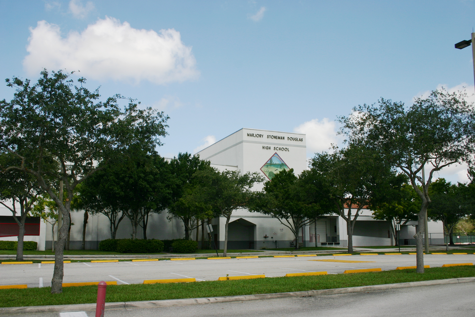 The front side of Marjory Stoneman Douglas High School, located in Parkland, Florida.