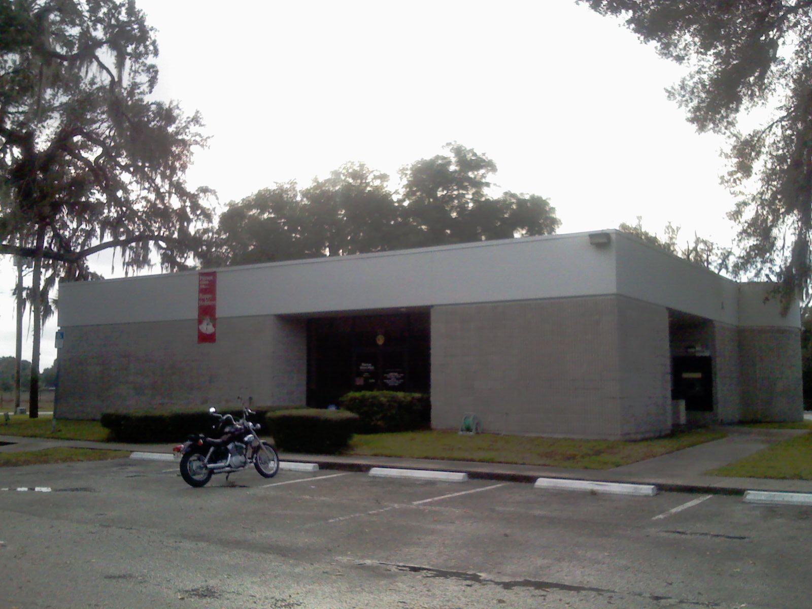 The town hall for the town of Pierson, Florida (United States). The town hall shares a building with a local bank branch.