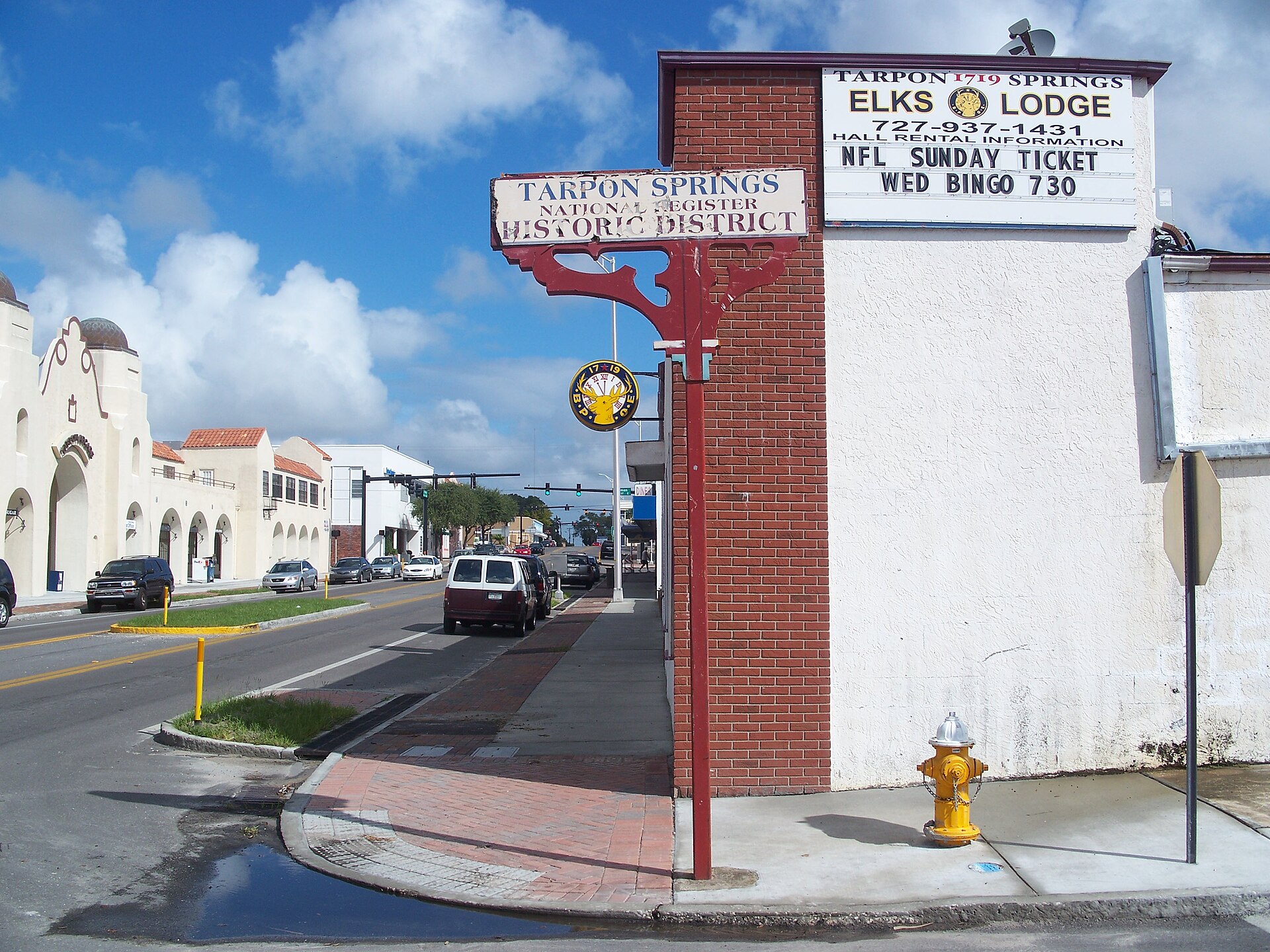 Sign in the Tarpon Springs Historic District, in Tarpon Springs, Florida