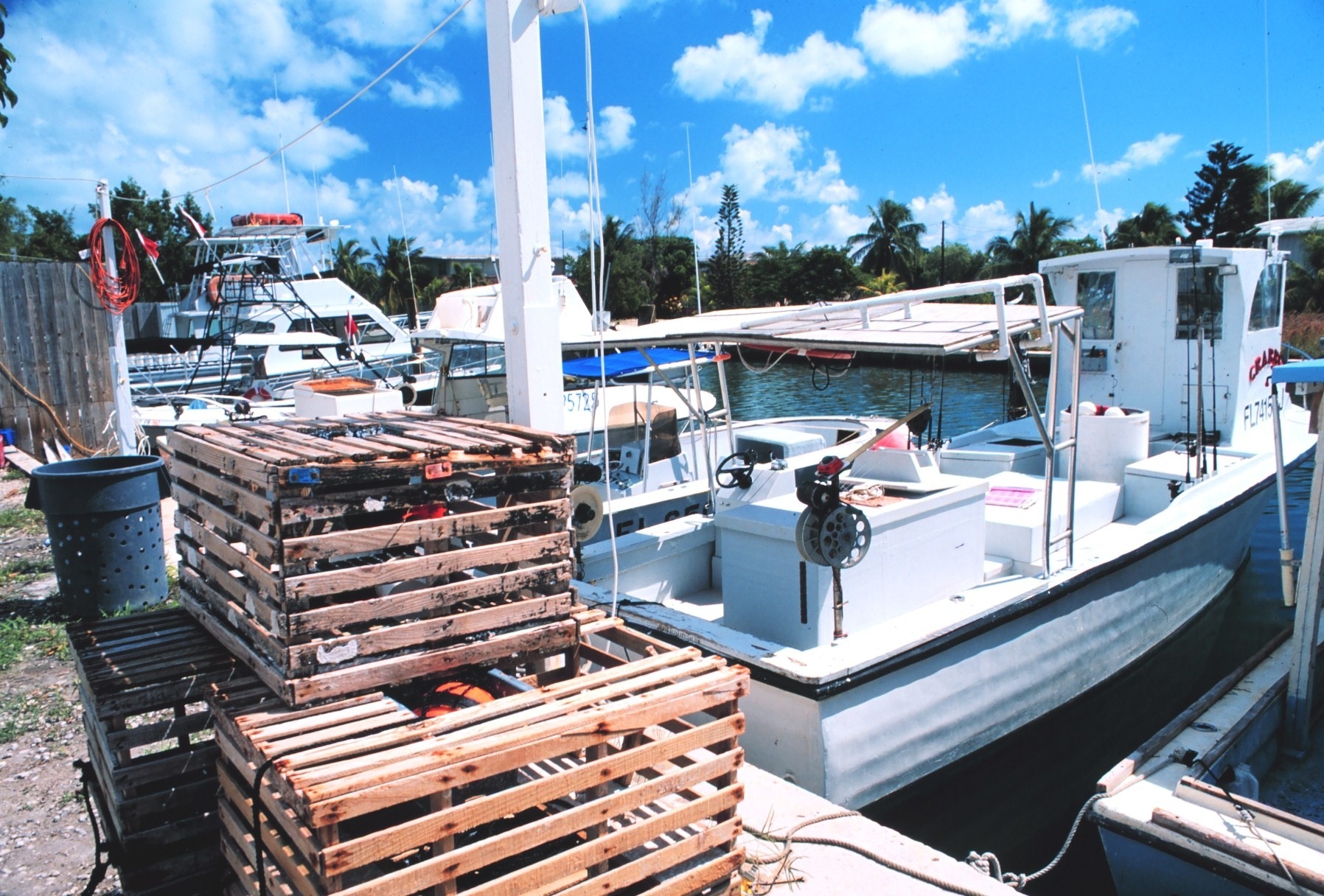 Stone crab pots and fishing boats work out of small inlets in the Florida Keys. Tavernier, Florida Keys, Florida.