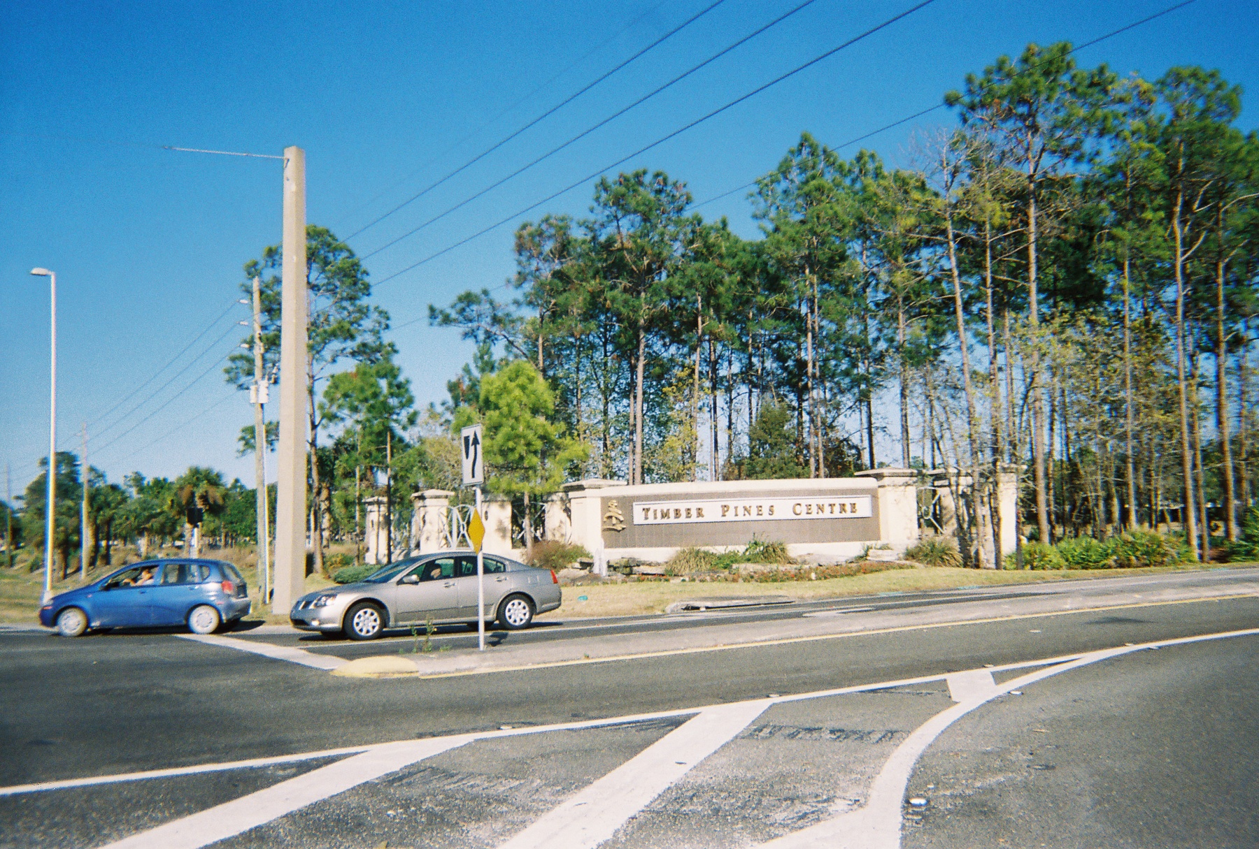 The northwest entrance to Timber Pines, Florida, on U.S.