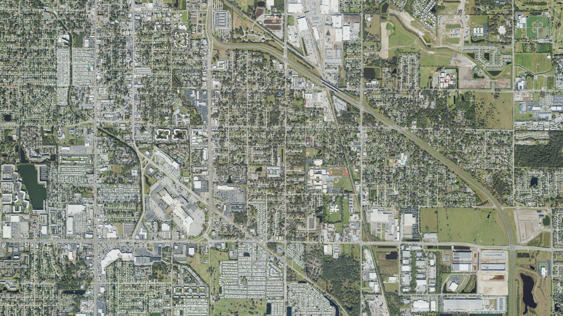 Natural-color aerial photograph of land around West Samoset, Florida