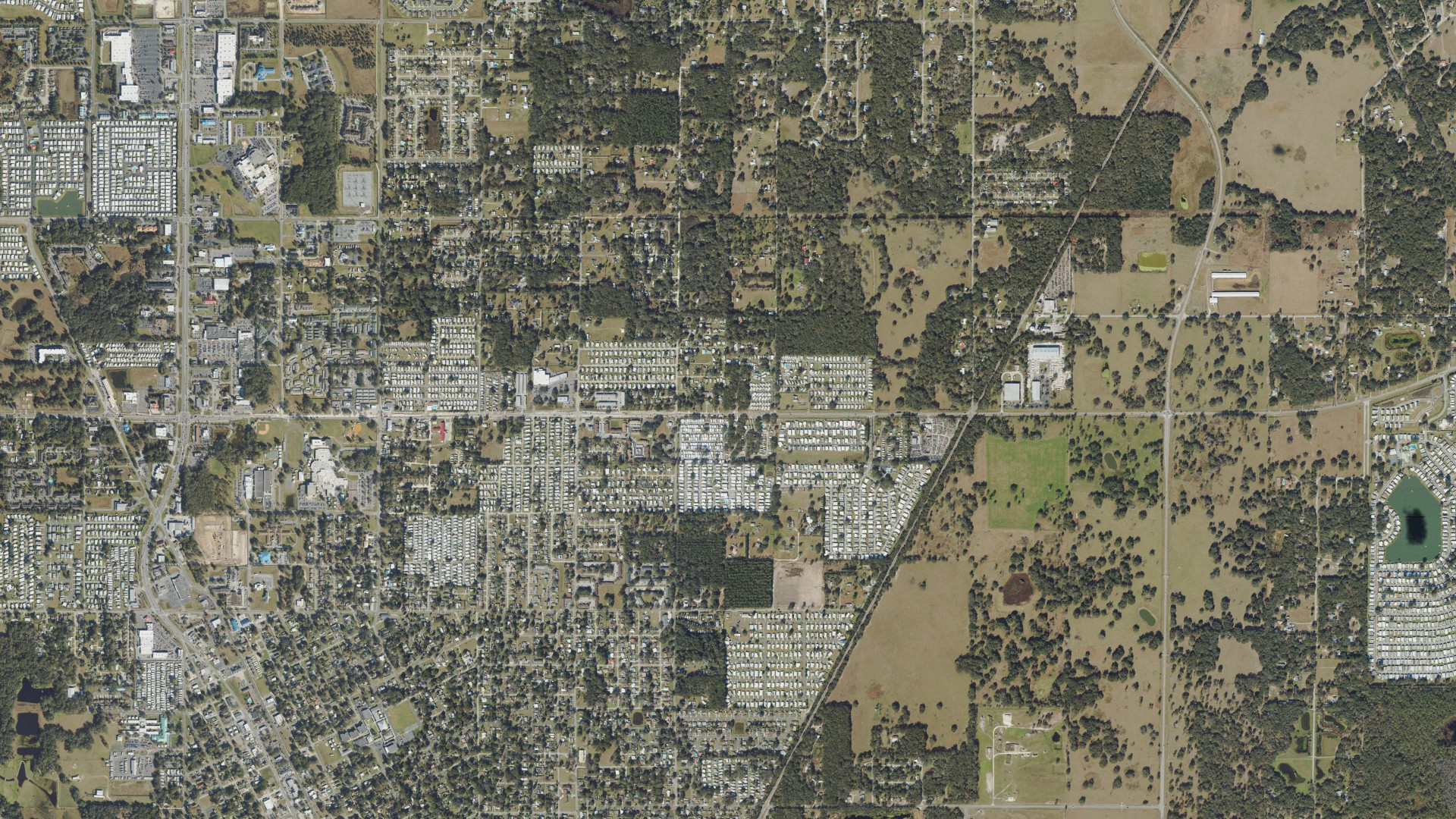 Natural-color aerial photograph of land around Zephyrhills North, Florida