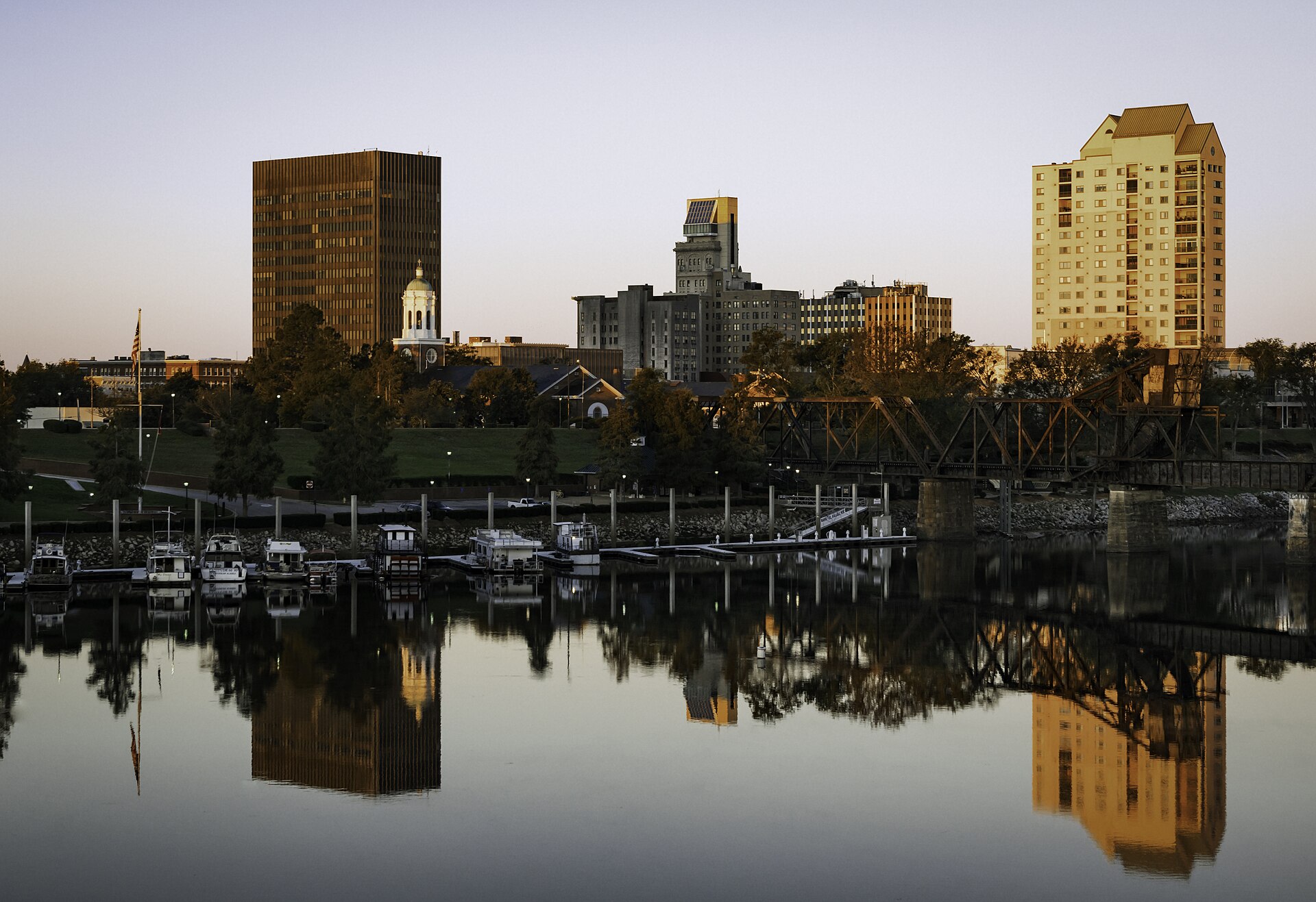 Downtown Augusta, Georgia as seen across the Savannah River, on the Fifth Street Bridge. — Augusta-Richmond County consolidated government (balance), Georgia