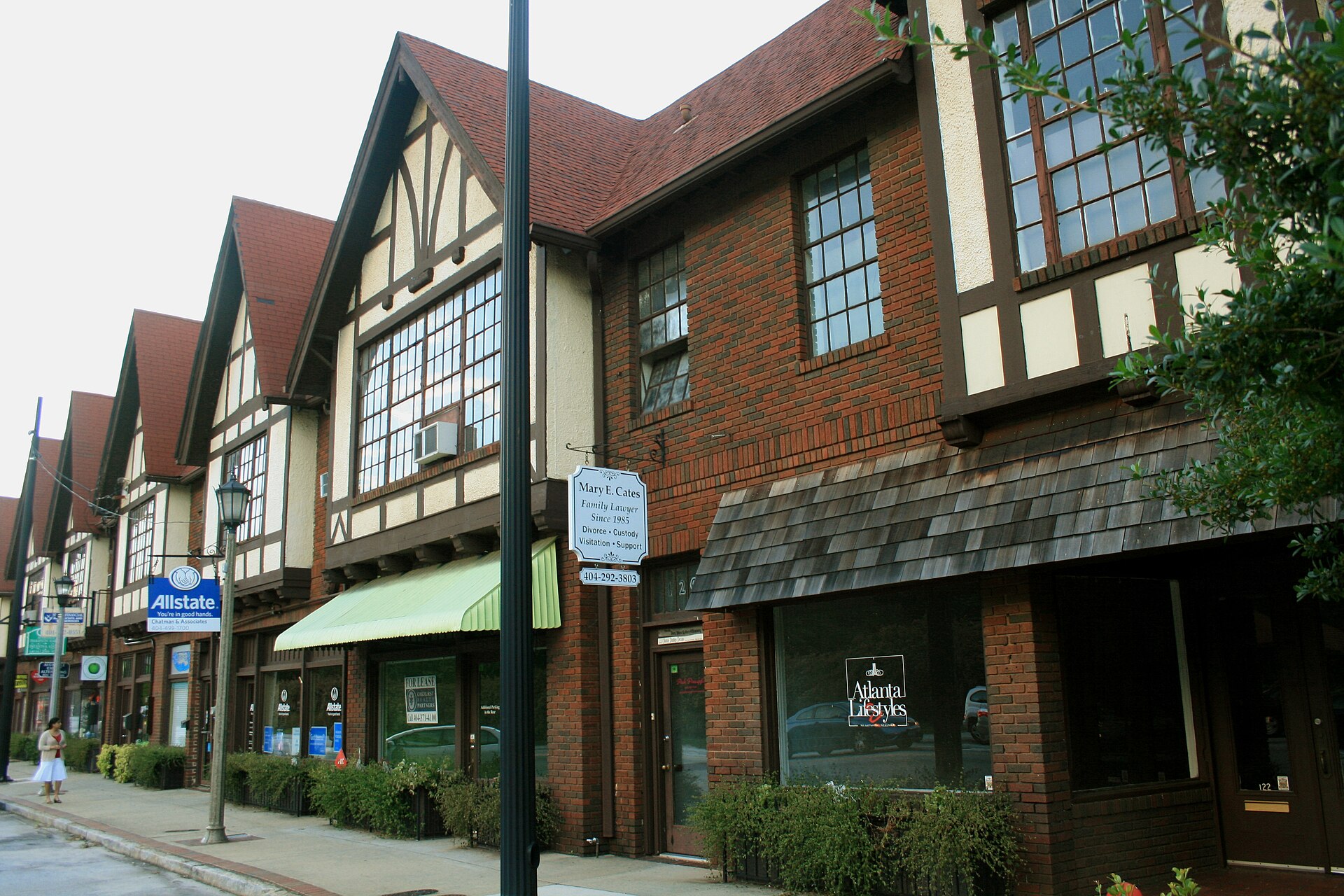 Tudor Revival architecture strip mall, 120 Avondale Road, Avondale Estates. Avondale Estates Historic District — Georgia
