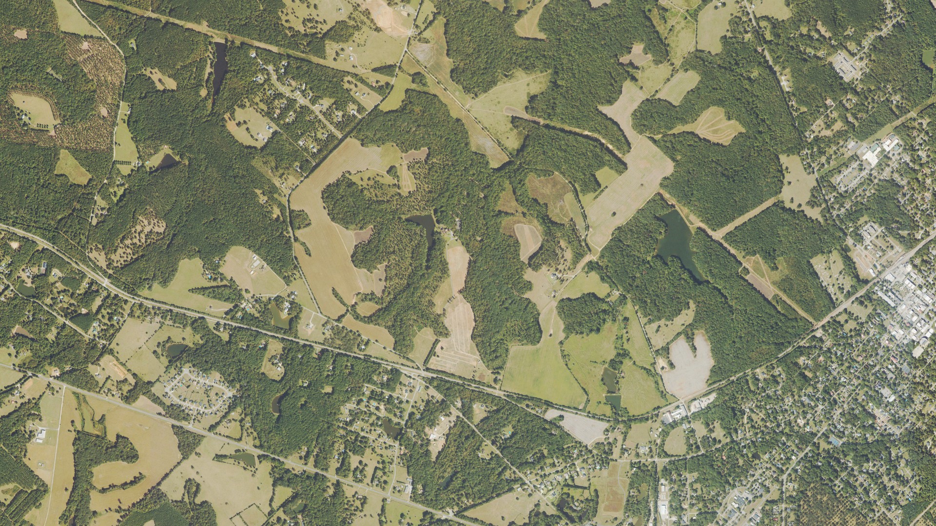 Natural-color aerial photograph of land around Morgan County, Georgia