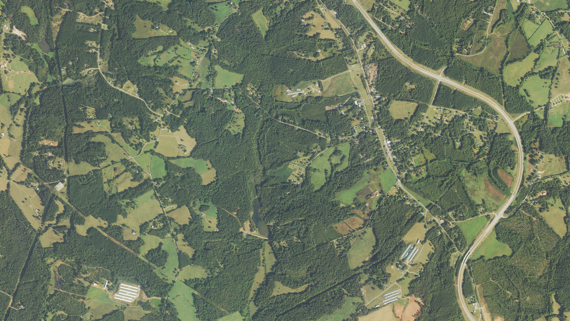 Natural-color aerial photograph of land around Martin, Georgia