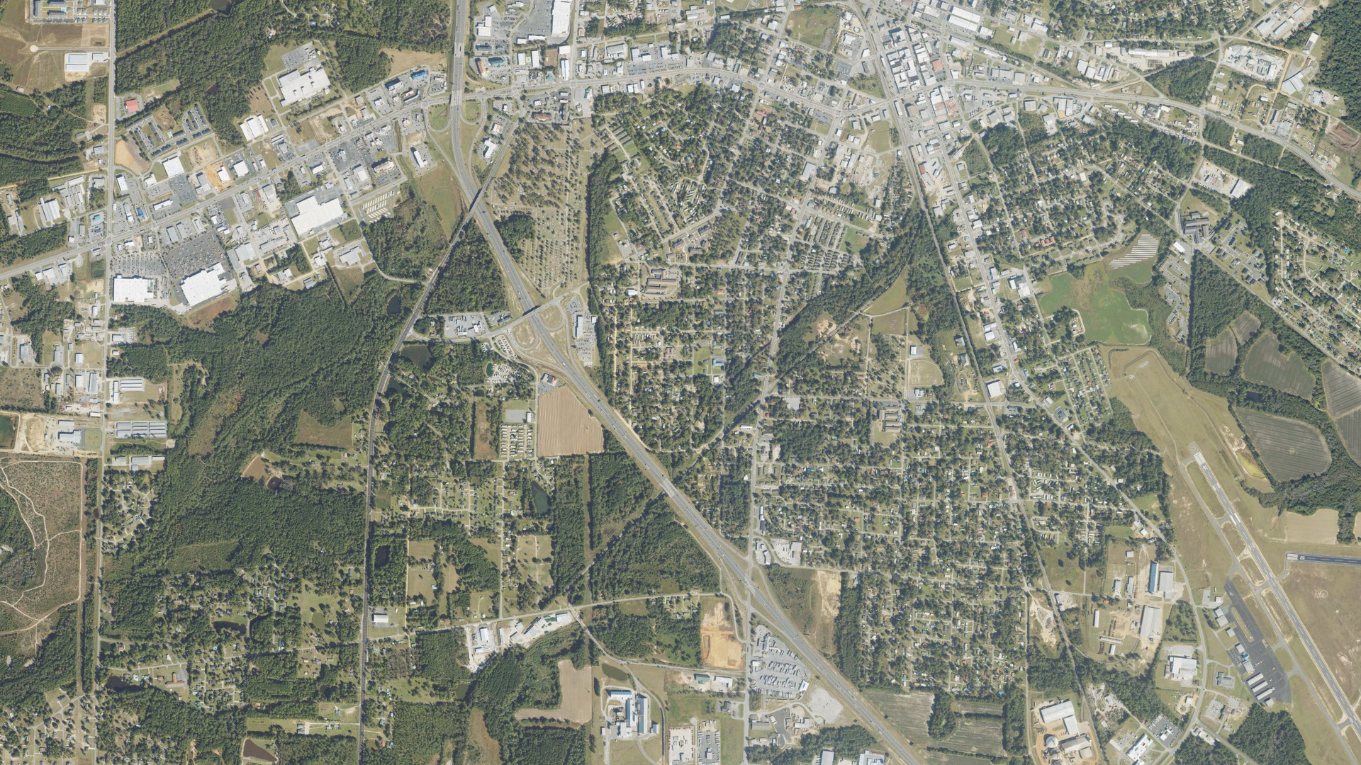 Natural-color aerial photograph of land around Phillipsburg, Georgia