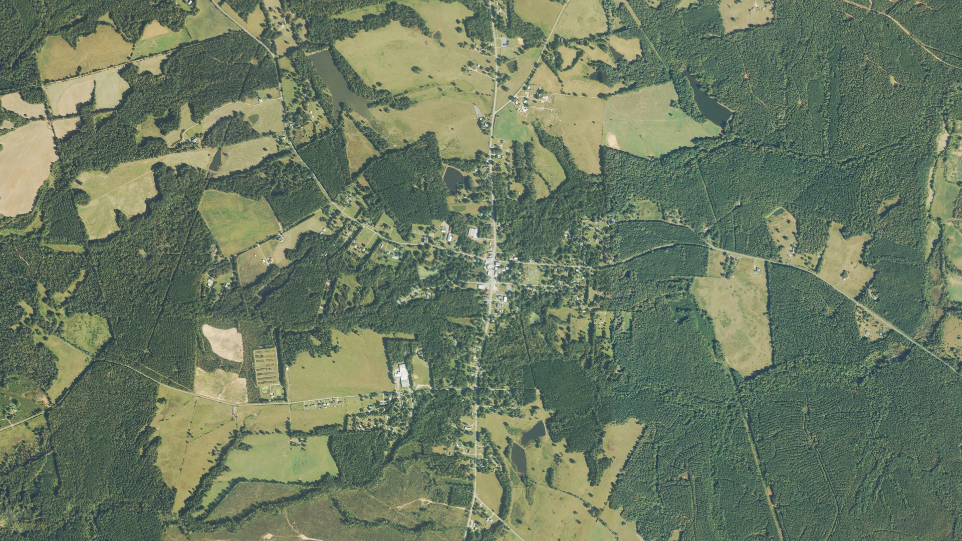 Natural-color aerial photograph of land around Tignall, Georgia