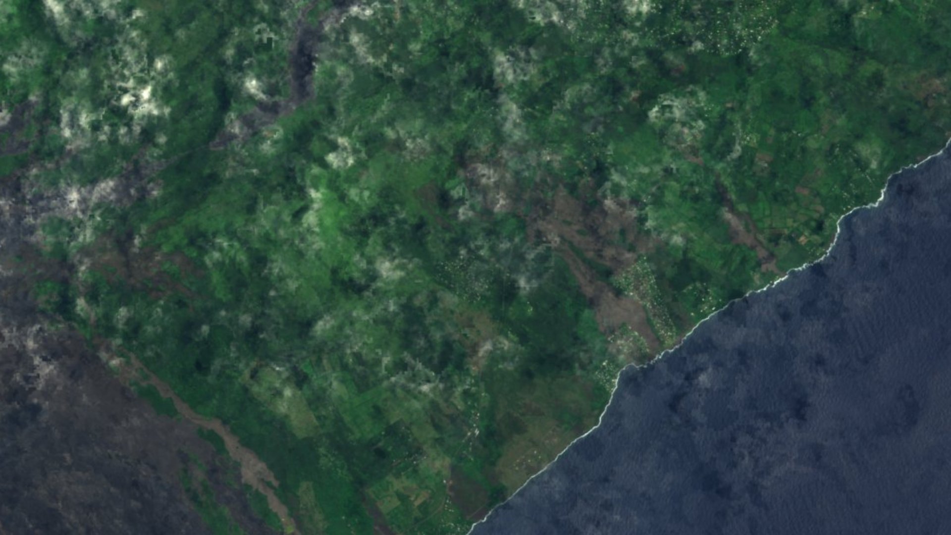 Satellite photograph of the landscape around Black Sands, Hawaii, captured in 2016