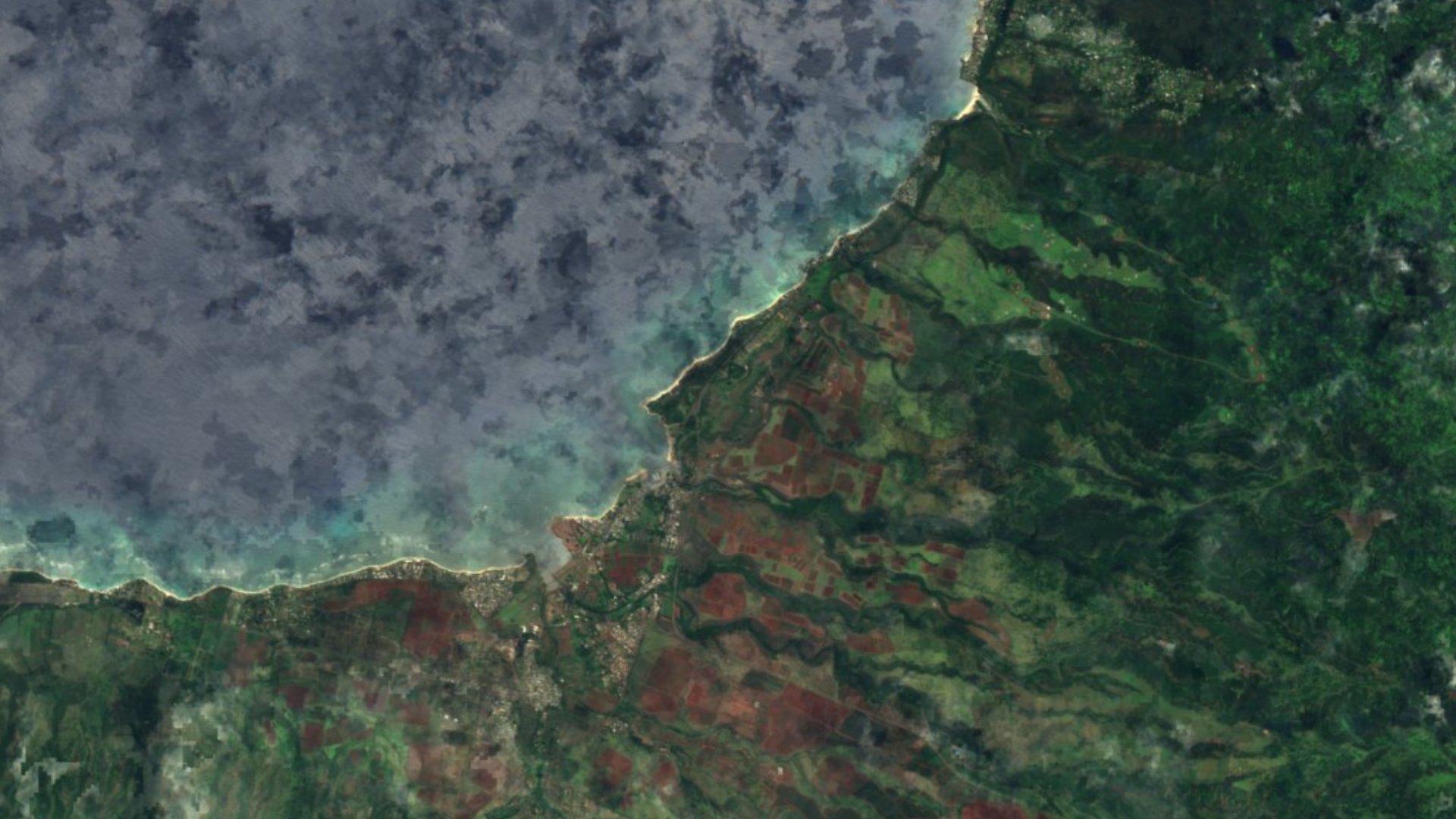 Satellite photograph of the landscape around Haleiwa, Hawaii, captured in 2016