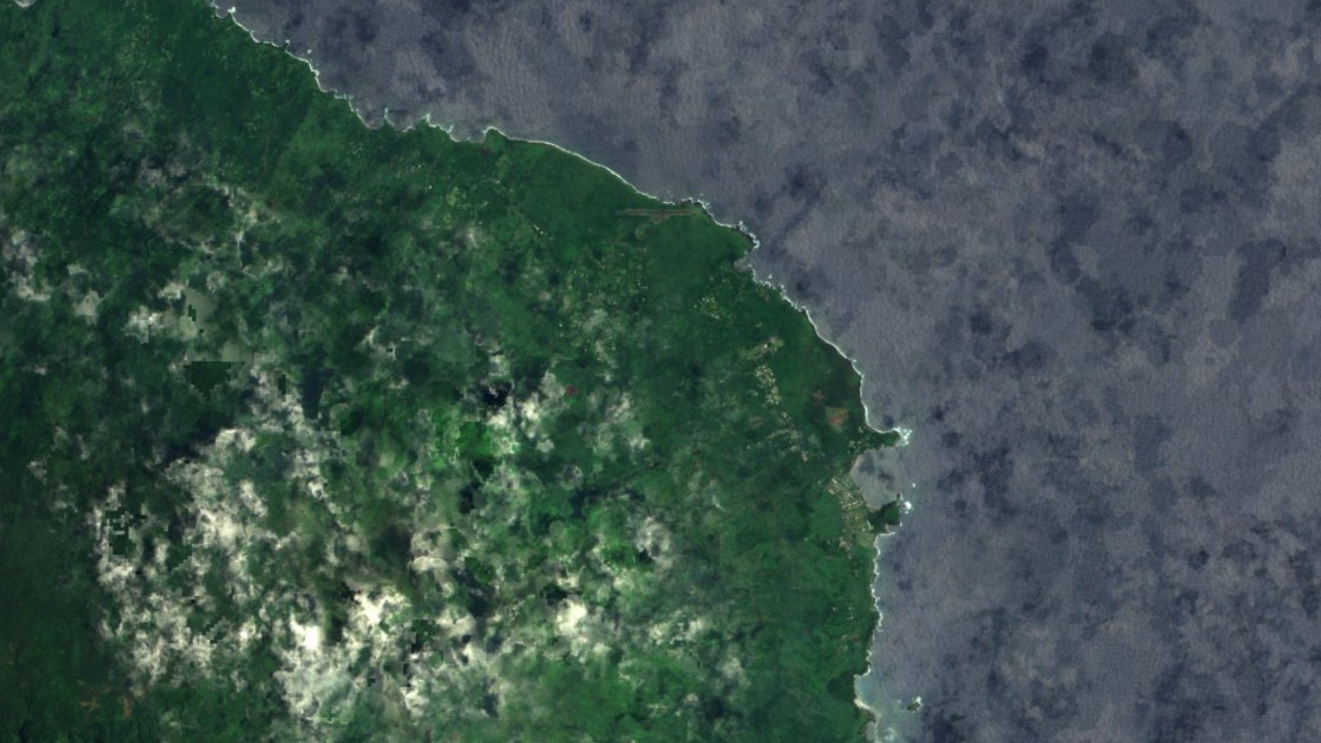Satellite photograph of the landscape around Hana, Hawaii, captured in 2016