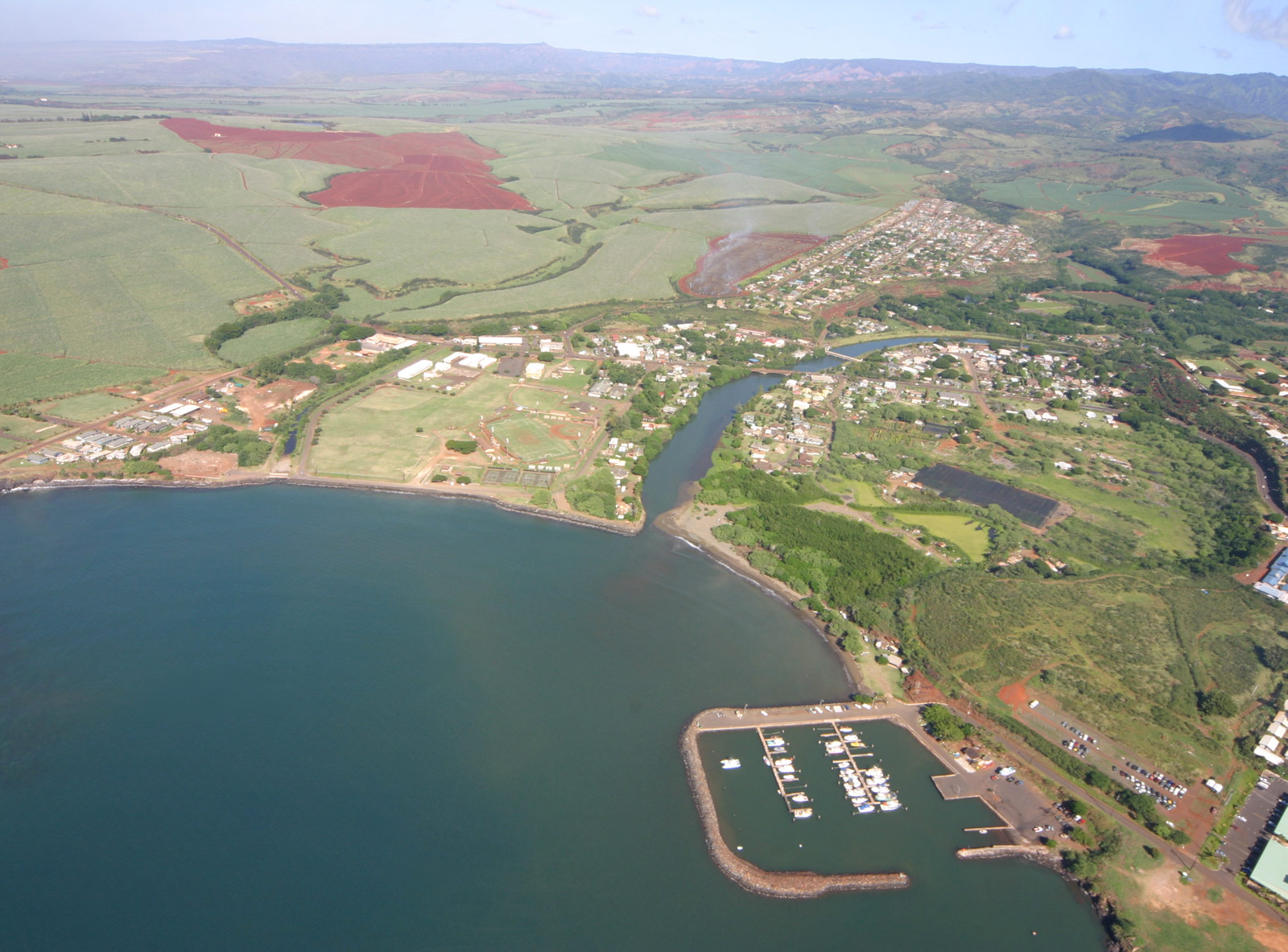 aerial view of Hanapepe, Island of Kauai, Hawaii