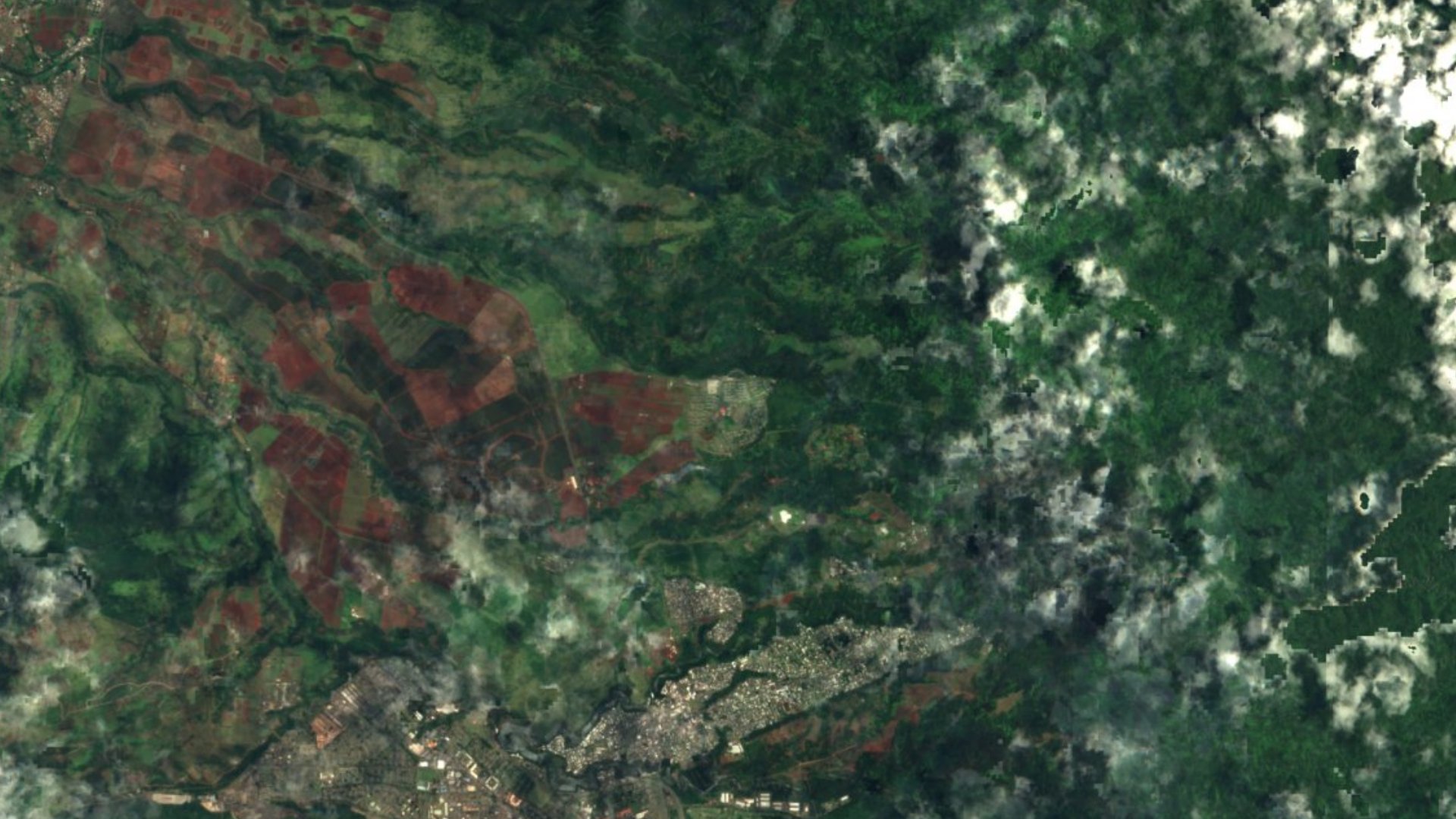 Satellite photograph of the landscape around Helemano, Hawaii, captured in 2016