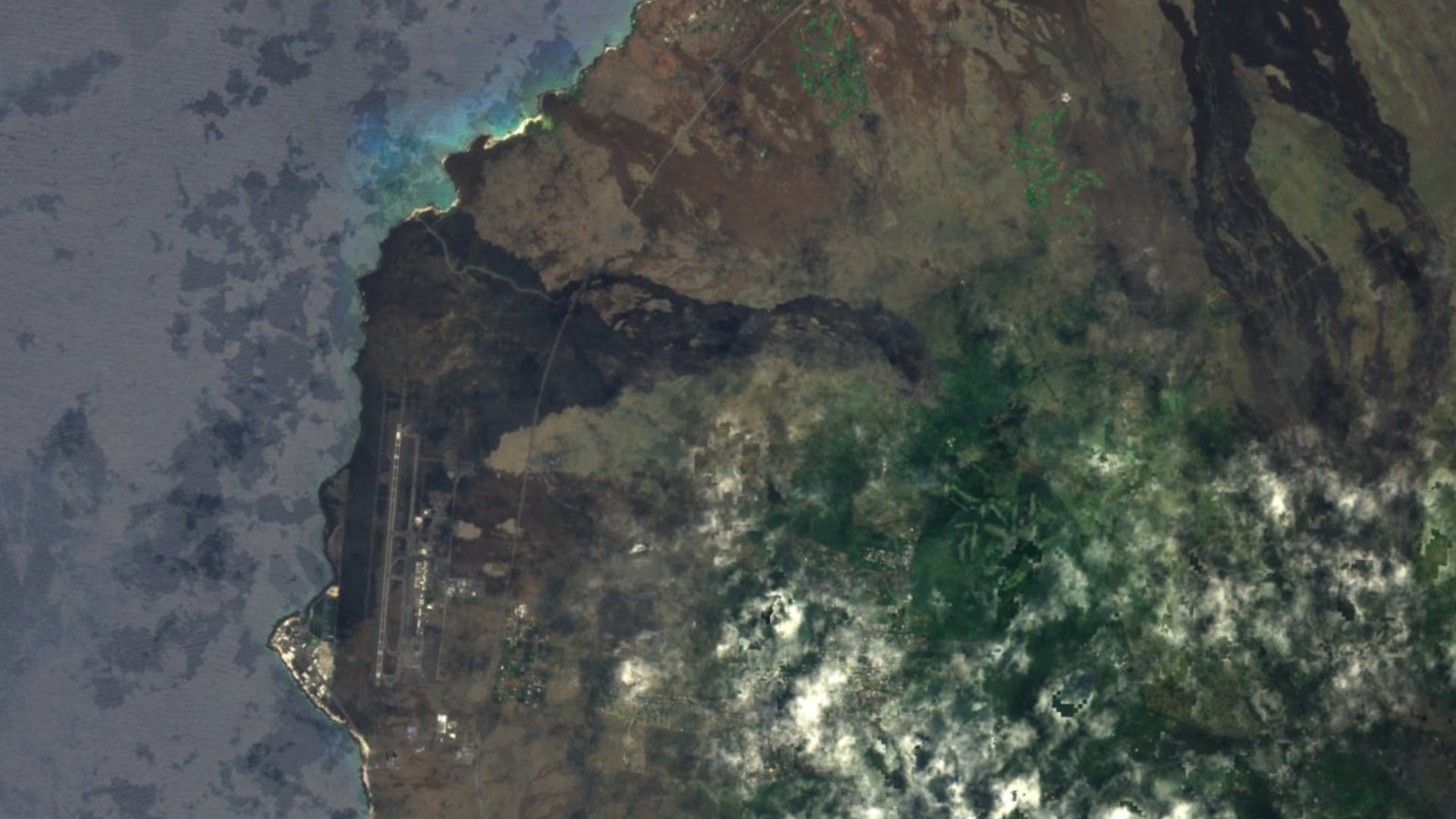 Satellite photograph of the landscape around Kaiminani, Hawaii, captured in 2016