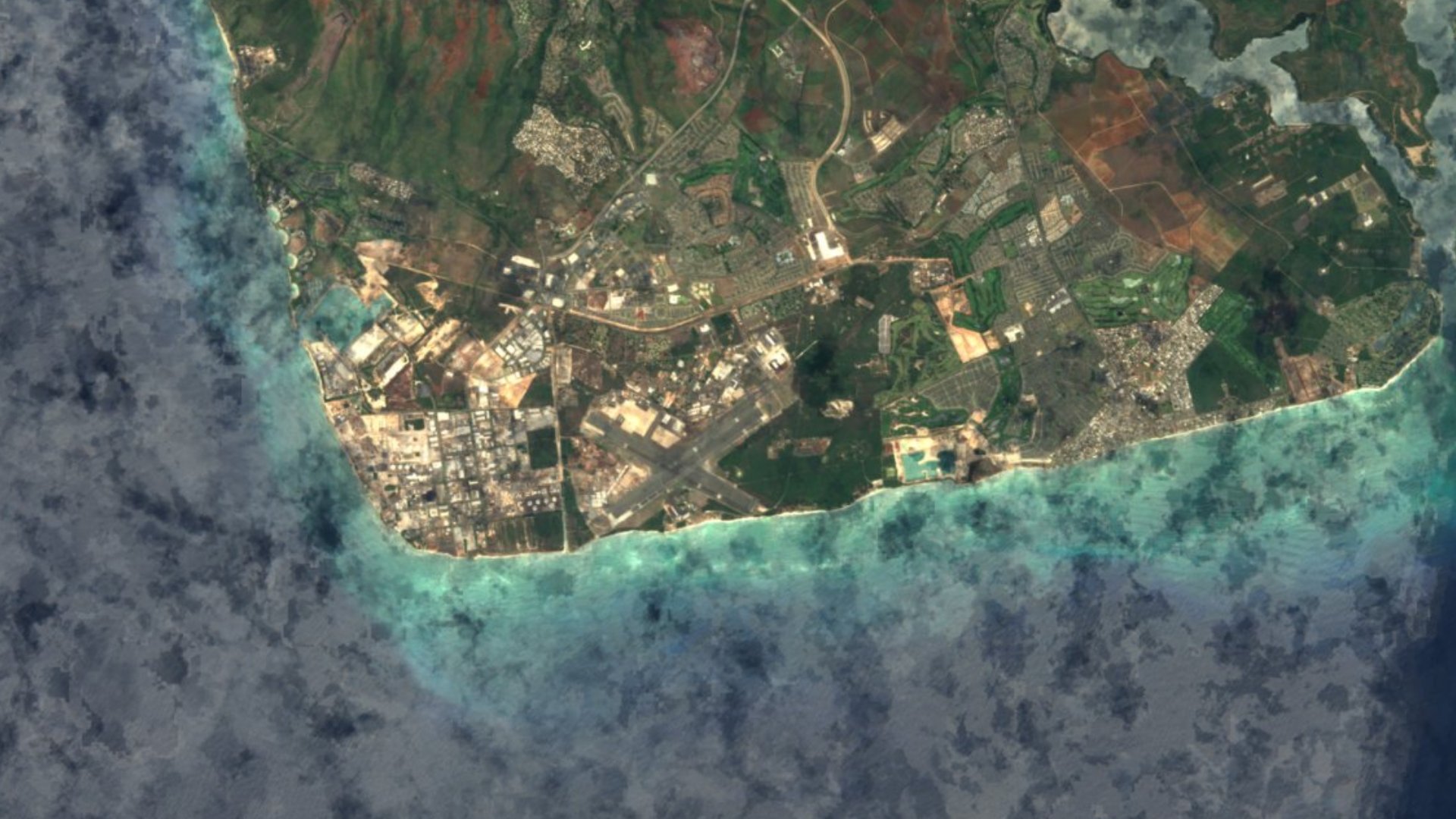 Satellite photograph of the landscape around Kalaeloa, Hawaii, captured in 2016