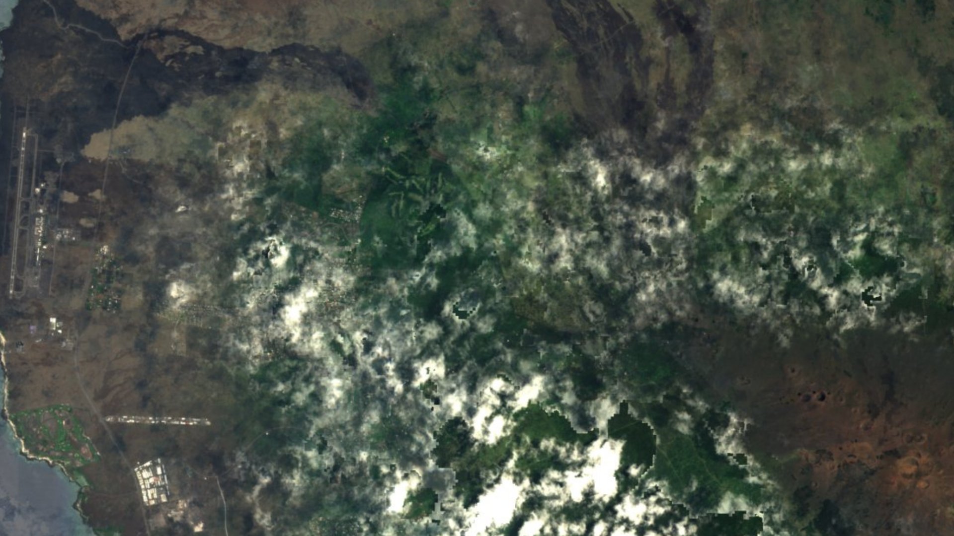 Satellite photograph of the landscape around Kaloko, Hawaii, captured in 2016