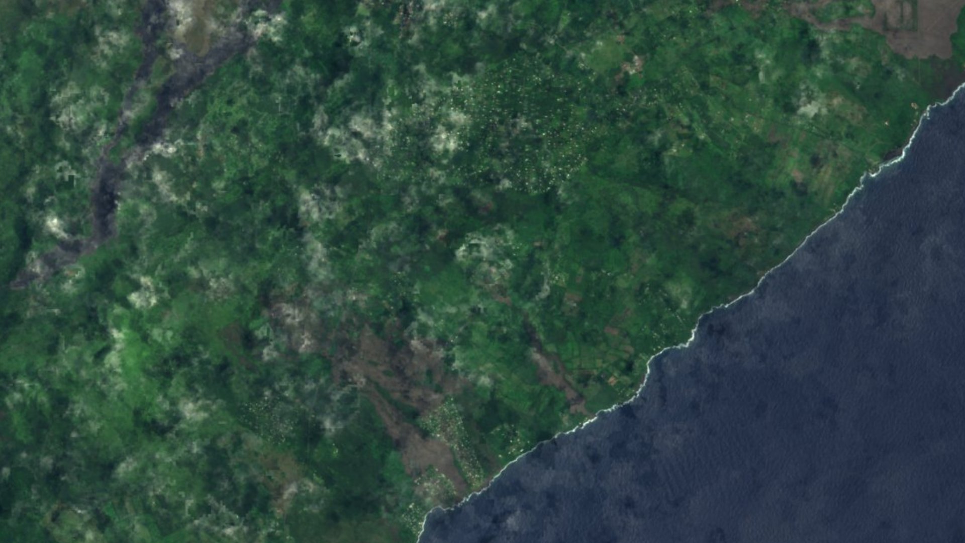 Satellite photograph of the landscape around Kamaili, Hawaii, captured in 2016
