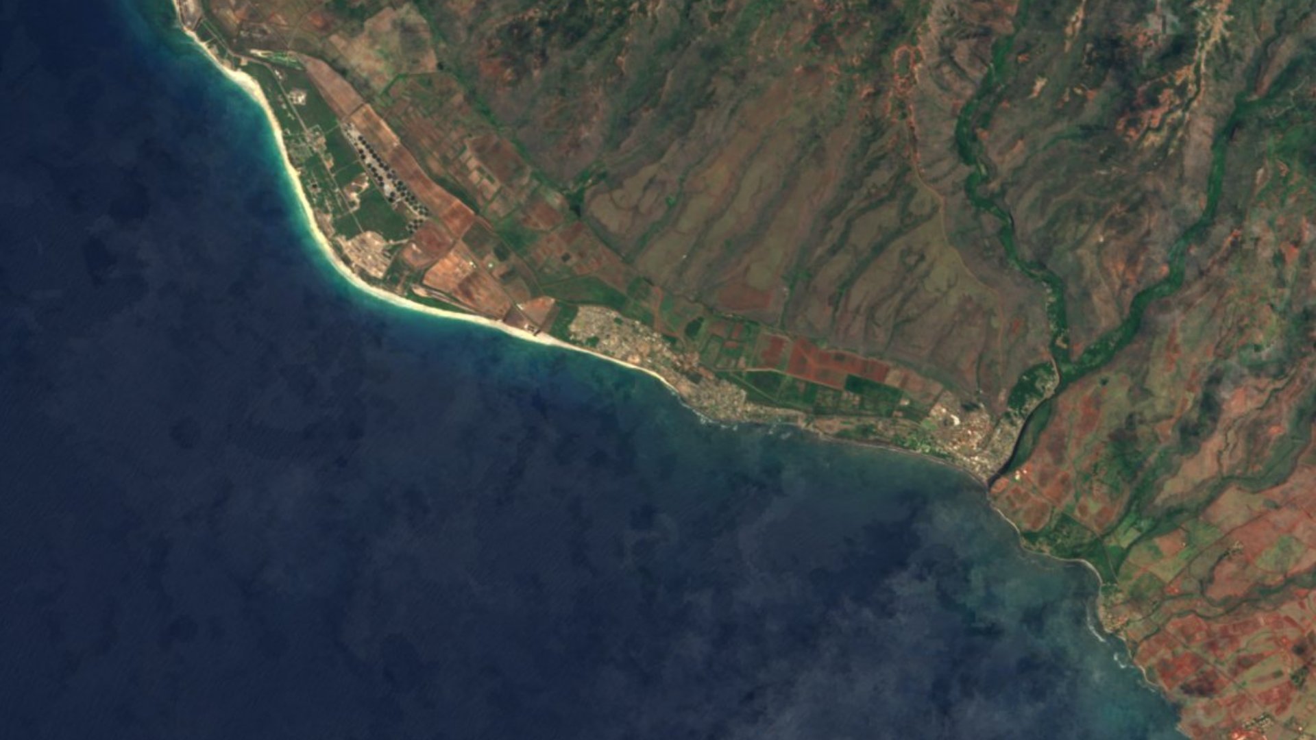 Satellite photograph of the landscape around Kekaha, Hawaii, captured in 2016
