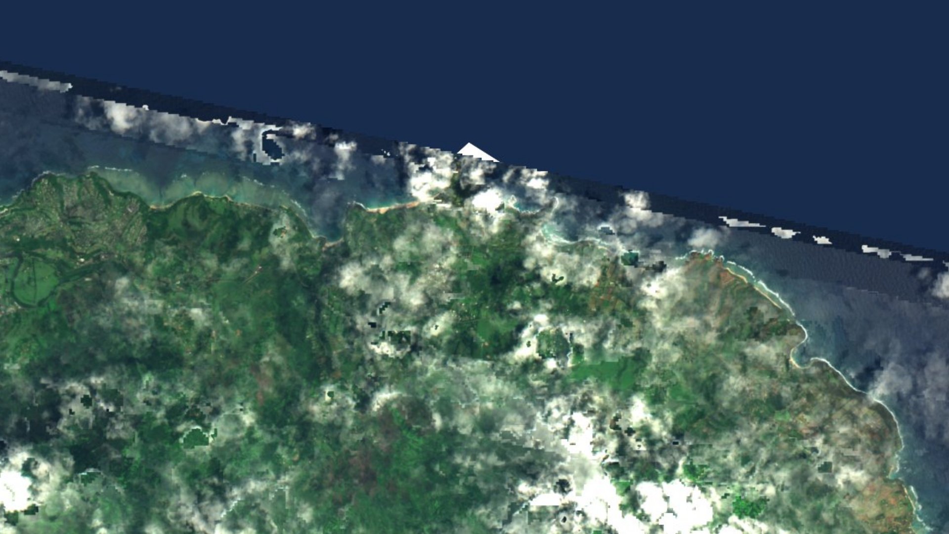 Satellite photograph of the landscape around Kilauea, Hawaii, captured in 2016