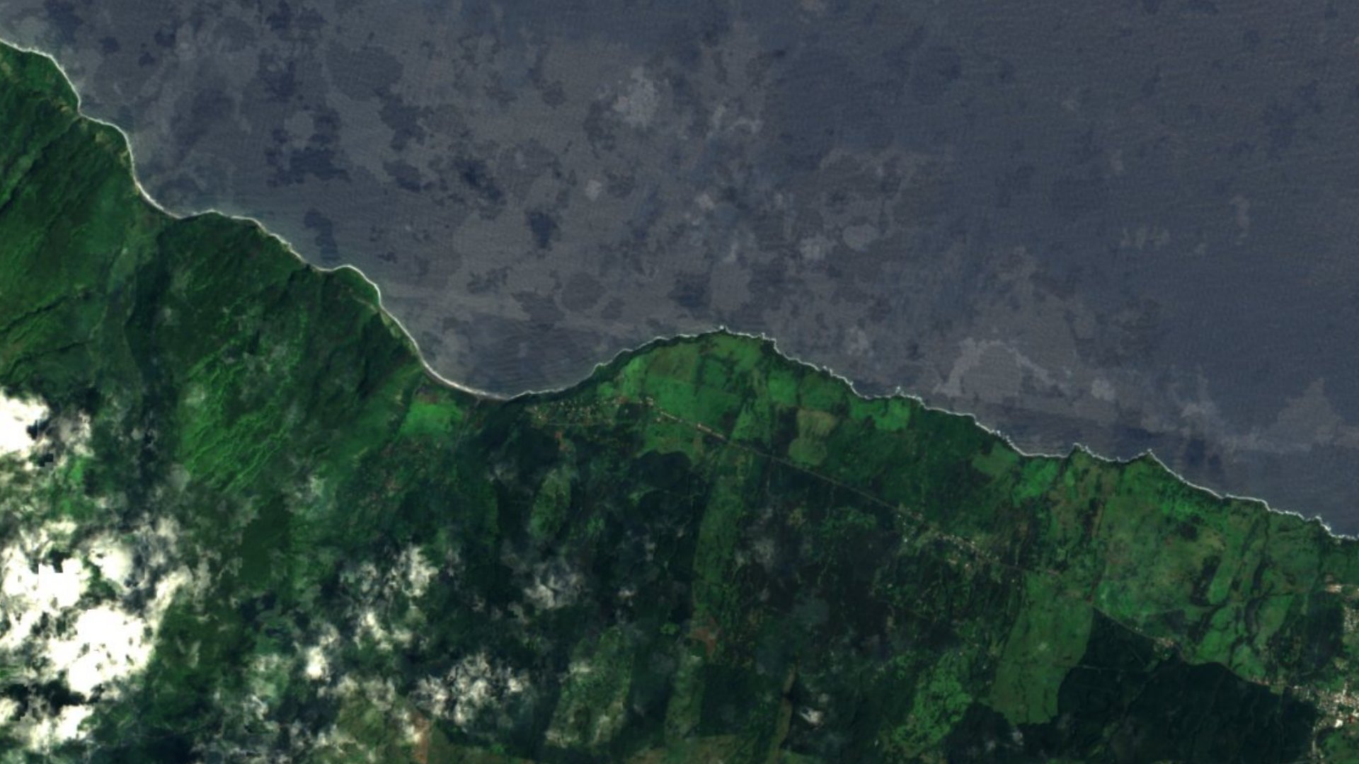 Satellite photograph of the landscape around Kukuihaele, Hawaii, captured in 2016