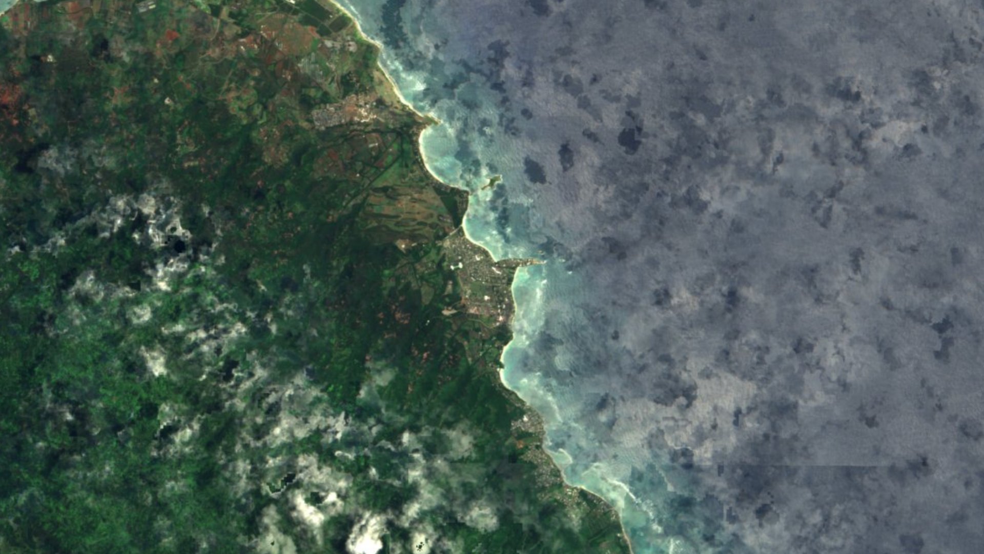 Satellite photograph of the landscape around Laie, Hawaii, captured in 2016
