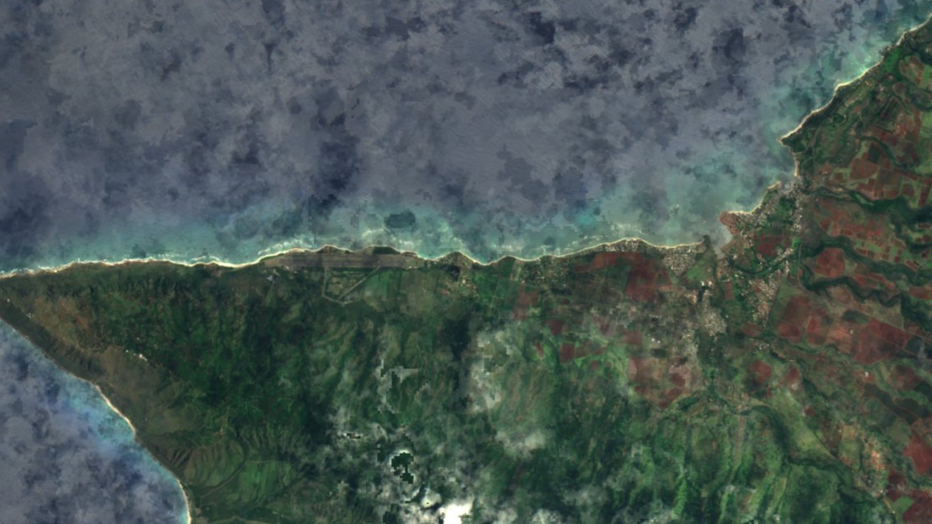 Satellite photograph of the landscape around Mokuleia, Hawaii, captured in 2016