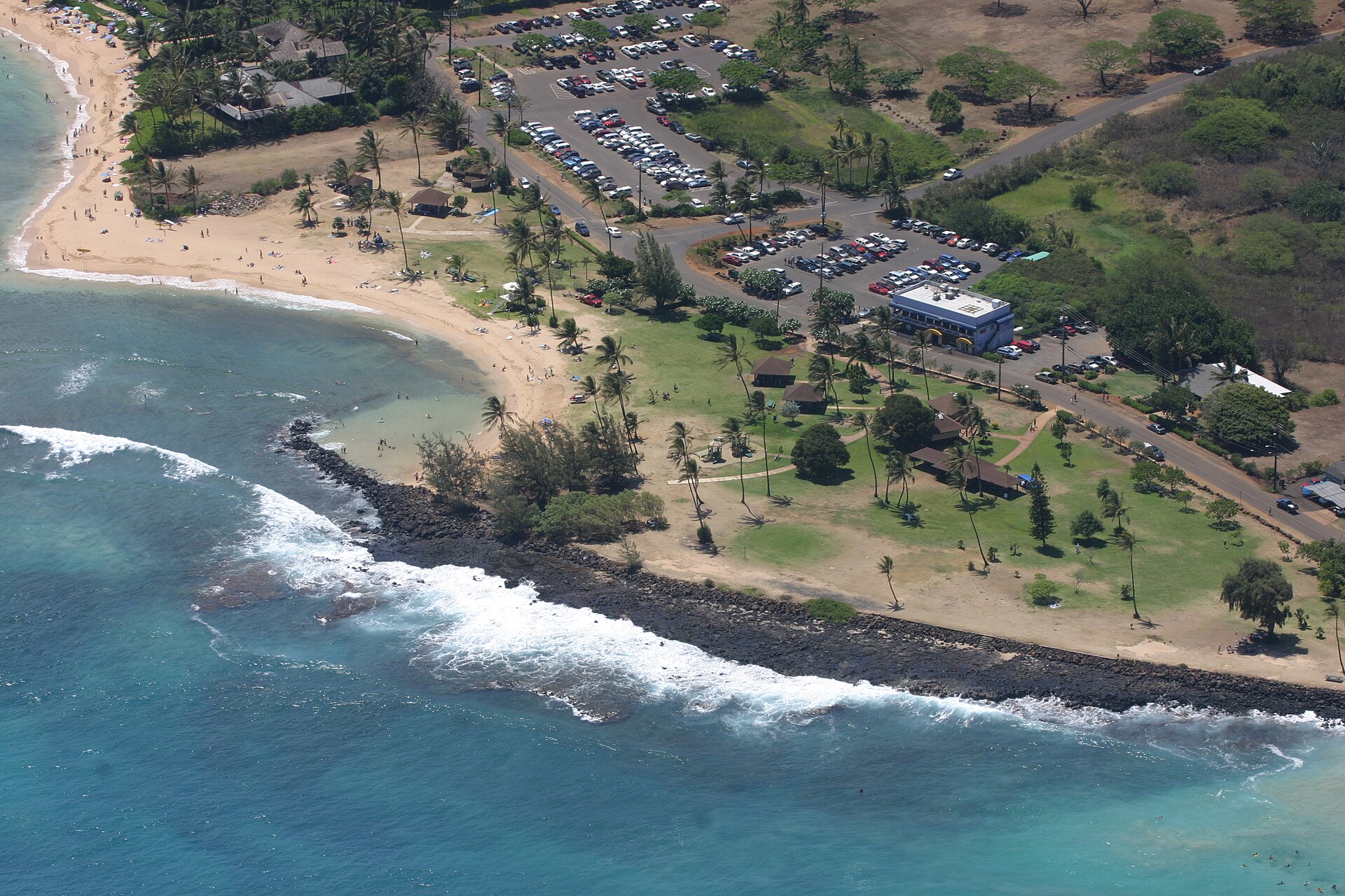 Aerial view of Poipu Beach Park on the island of Kauai, Hawaii