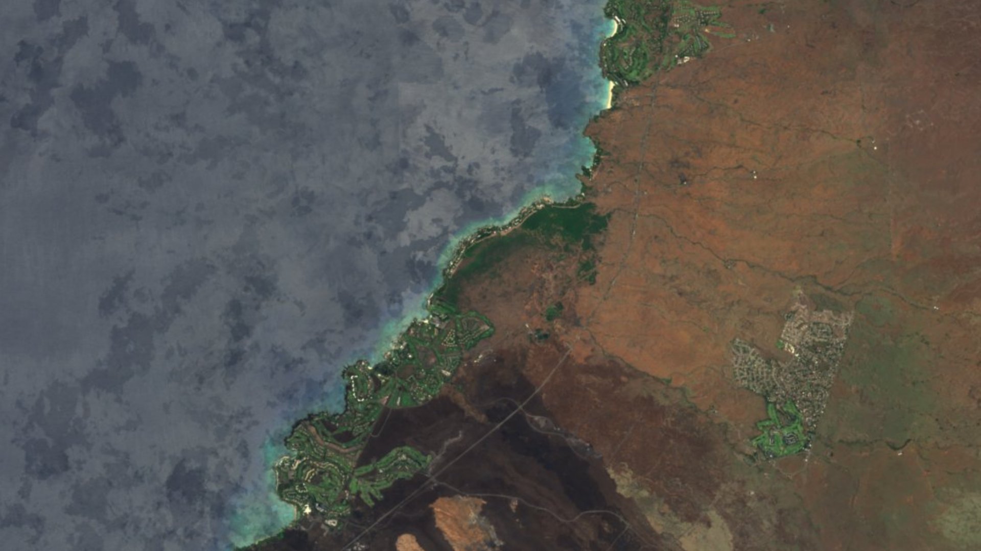 Satellite photograph of the landscape around Puako, Hawaii, captured in 2016