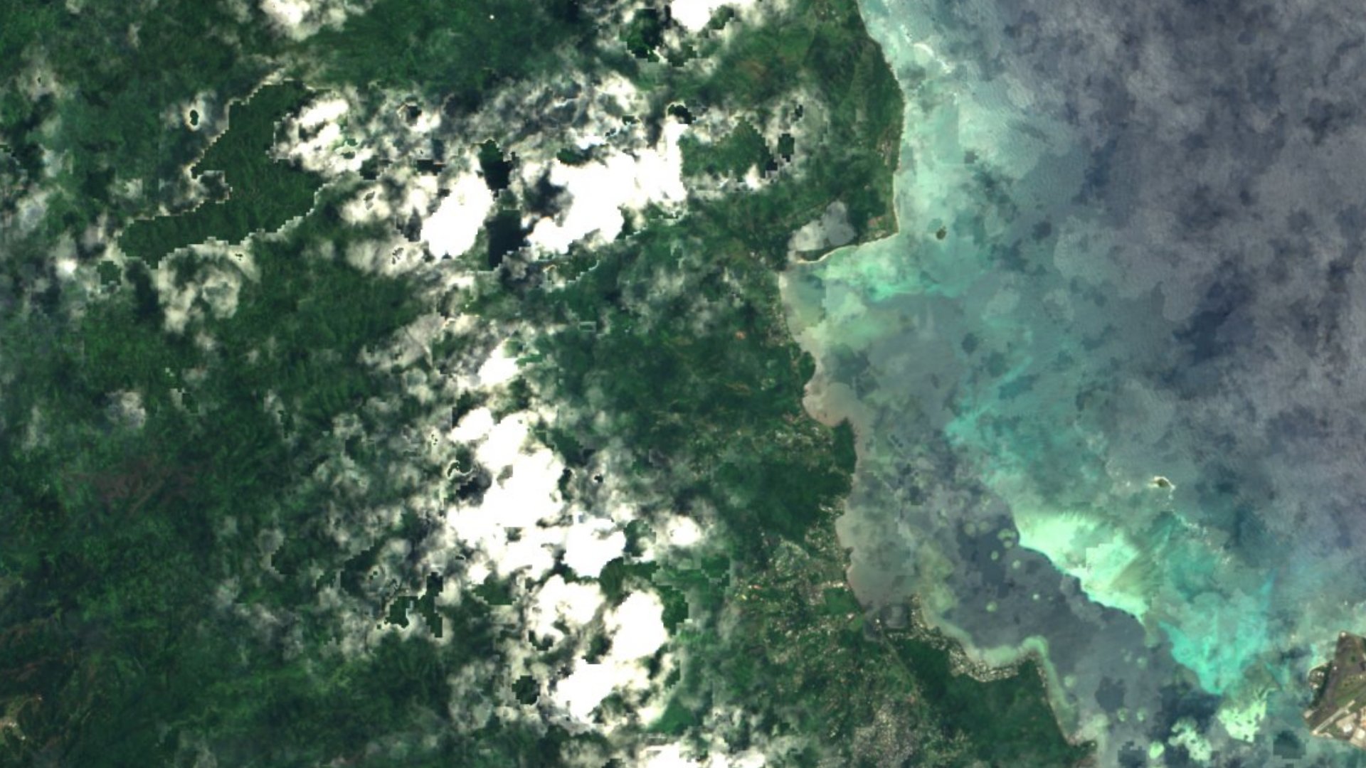 Satellite photograph of the landscape around Waiahole-Waikane, Hawaii, captured in 2016