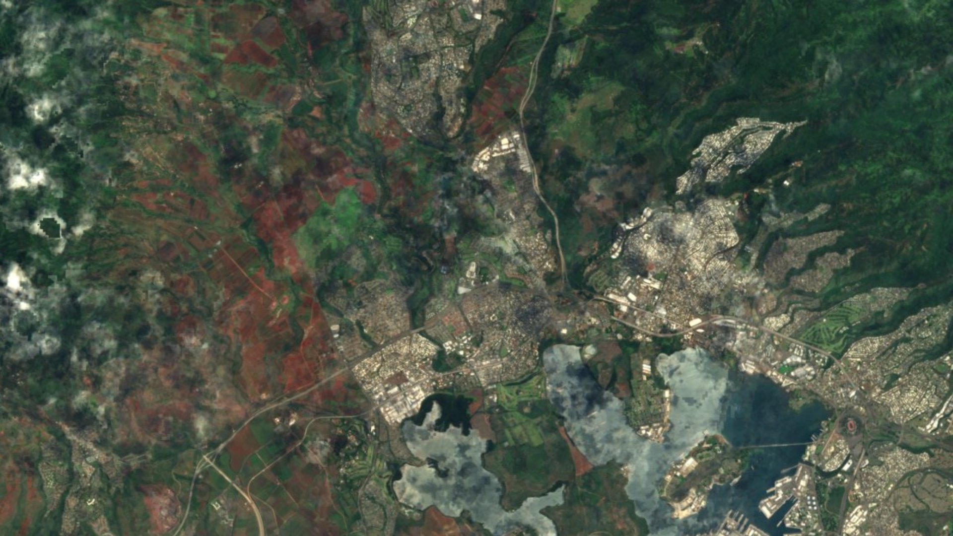 Satellite photograph of the landscape around Waikele, Hawaii, captured in 2016