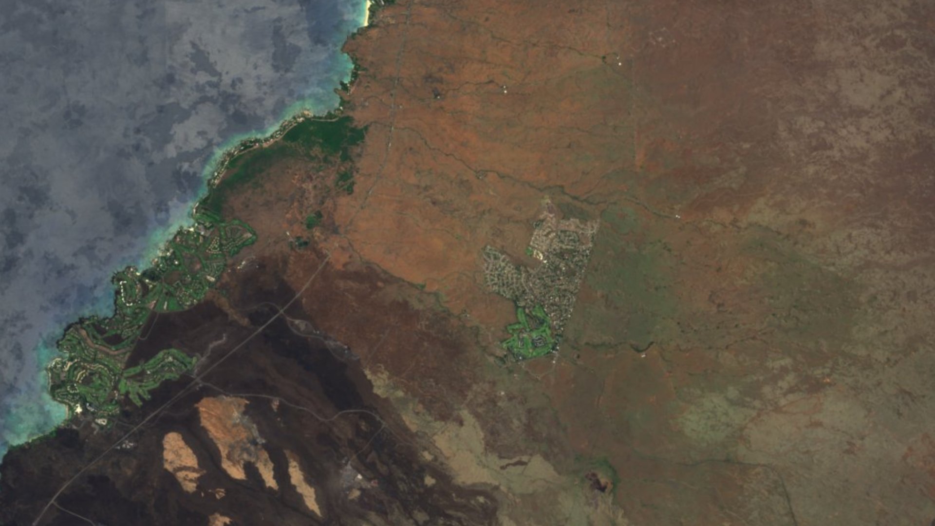 Satellite photograph of the landscape around Waikoloa Village, Hawaii, captured in 2016