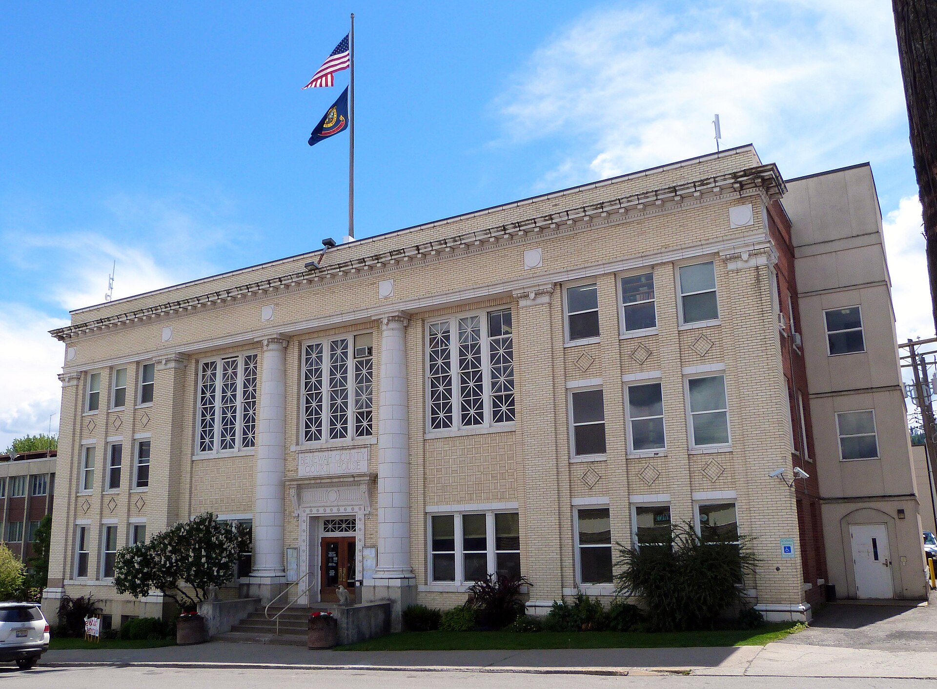 The historic Benewah County Courthouse (built 1924), located at the intersection of College Avenue and 7th Street in St. — Idaho