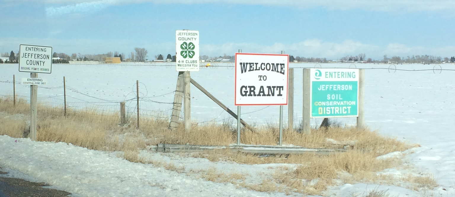 Entering the community of Grant, Idaho, in Jefferson County, traveling north on Lewisville Highway (business 20, N 5th E)