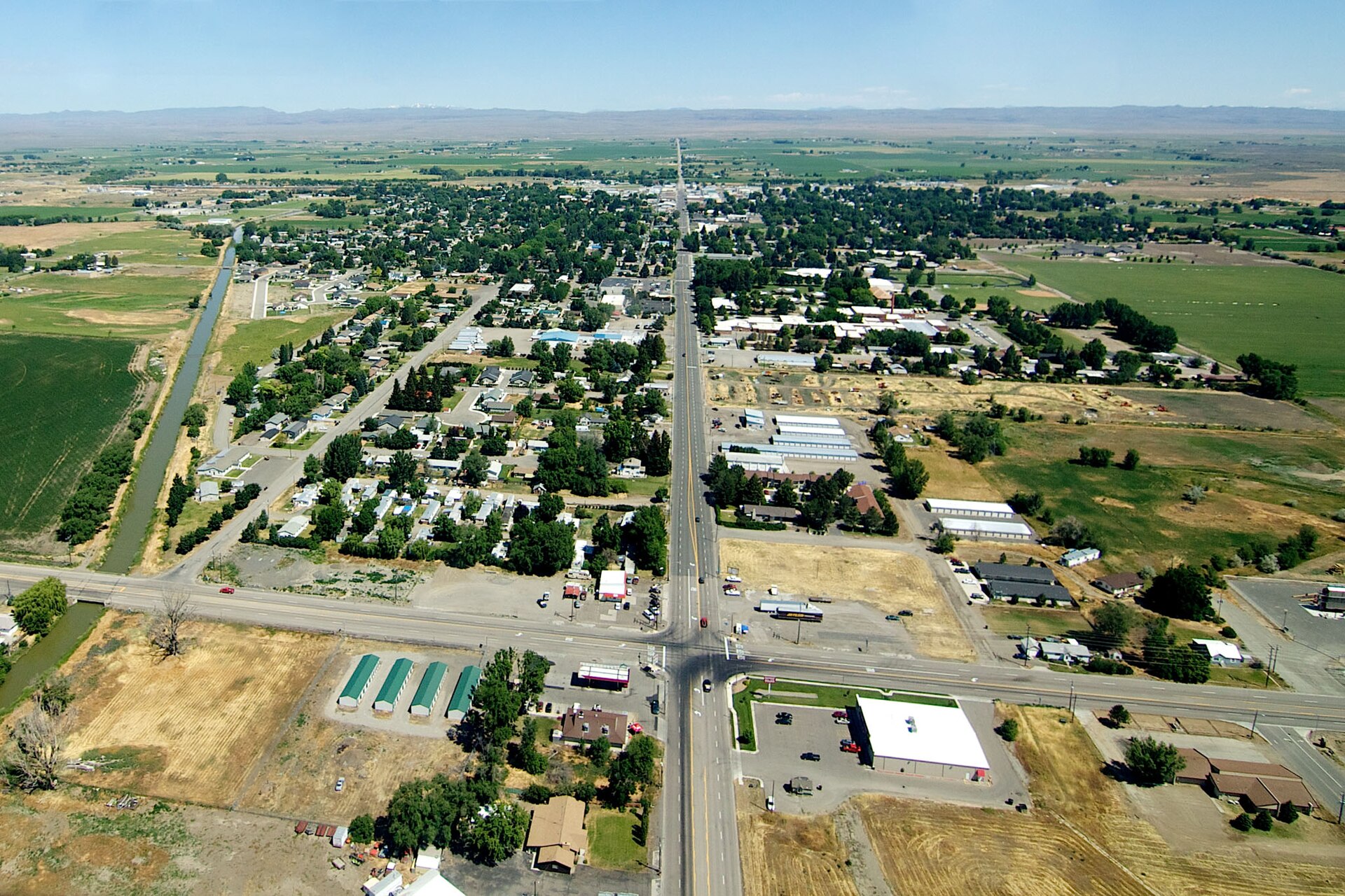 An aerial view of Gooding, Idaho, from the South.