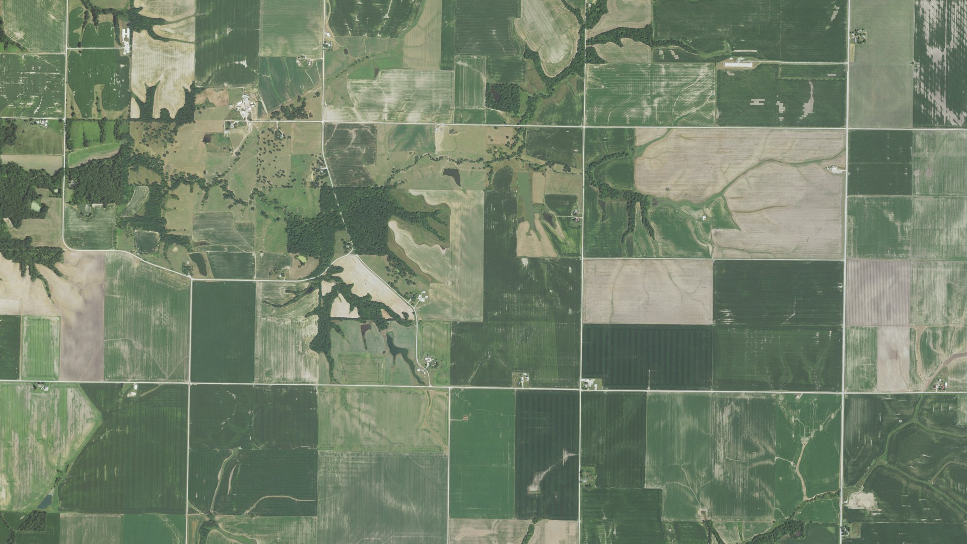 Aerial view of land around Houston, Illinois