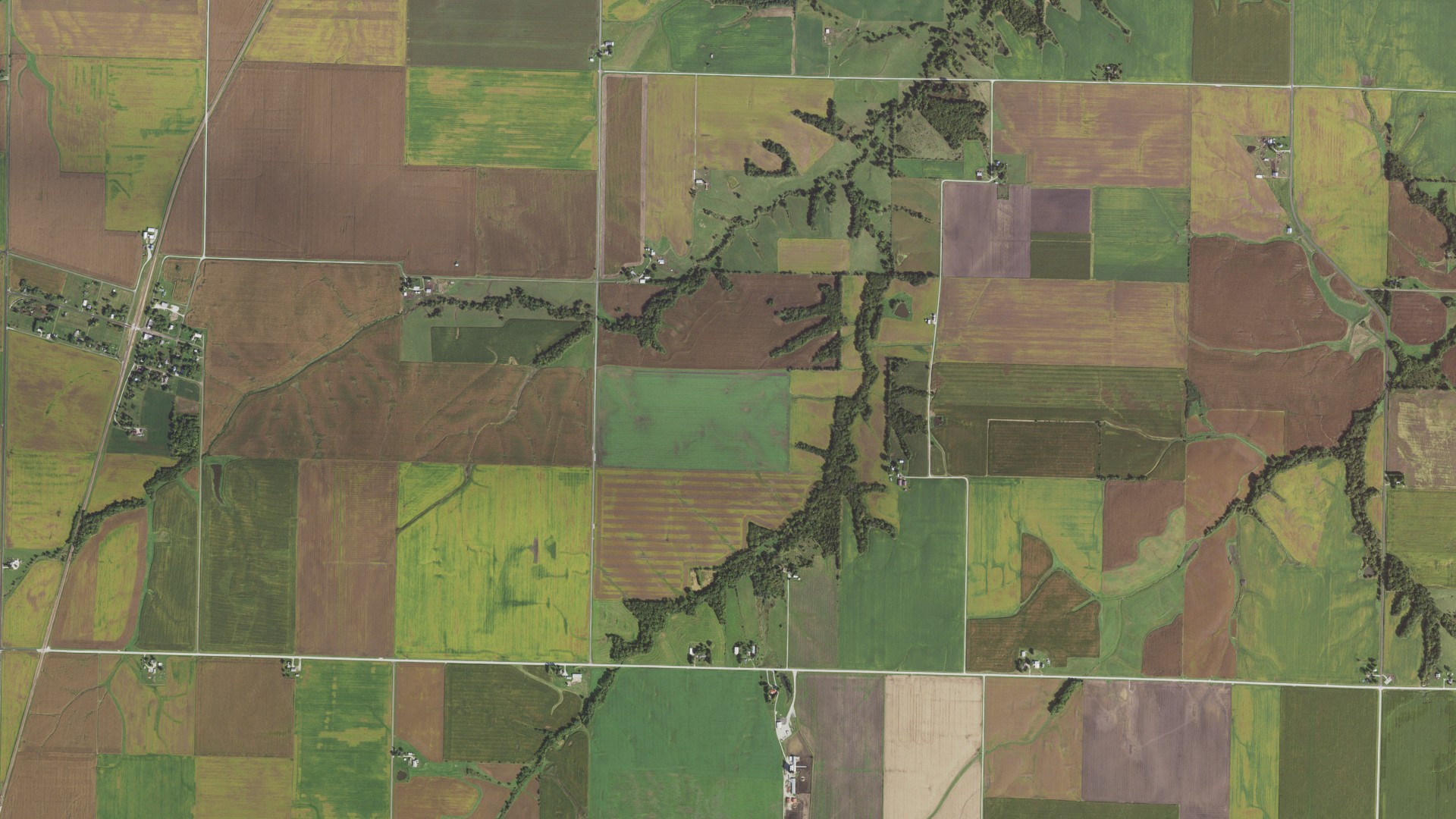 Natural-color aerial photograph of land around Northeast, Illinois