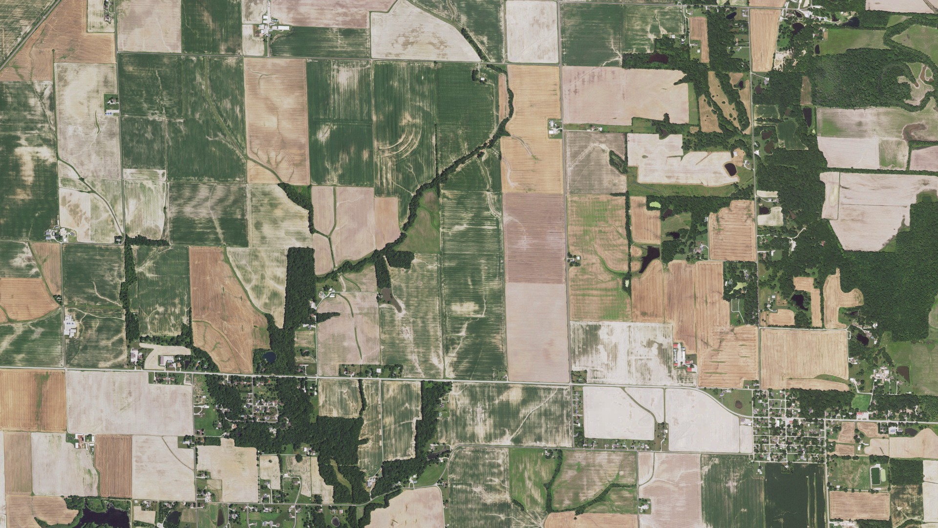 Aerial view of land around Burgess, Illinois
