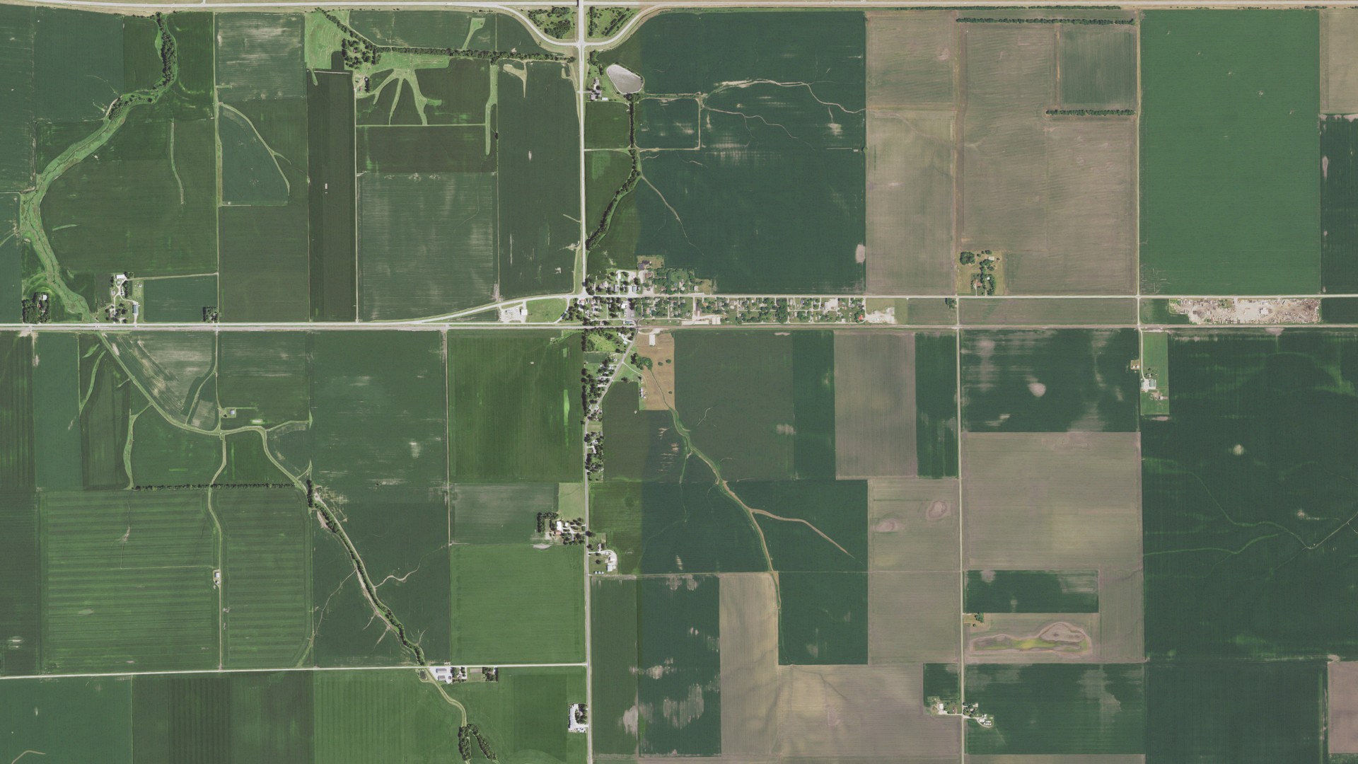 Natural-color aerial photograph of land around Alexander, Illinois